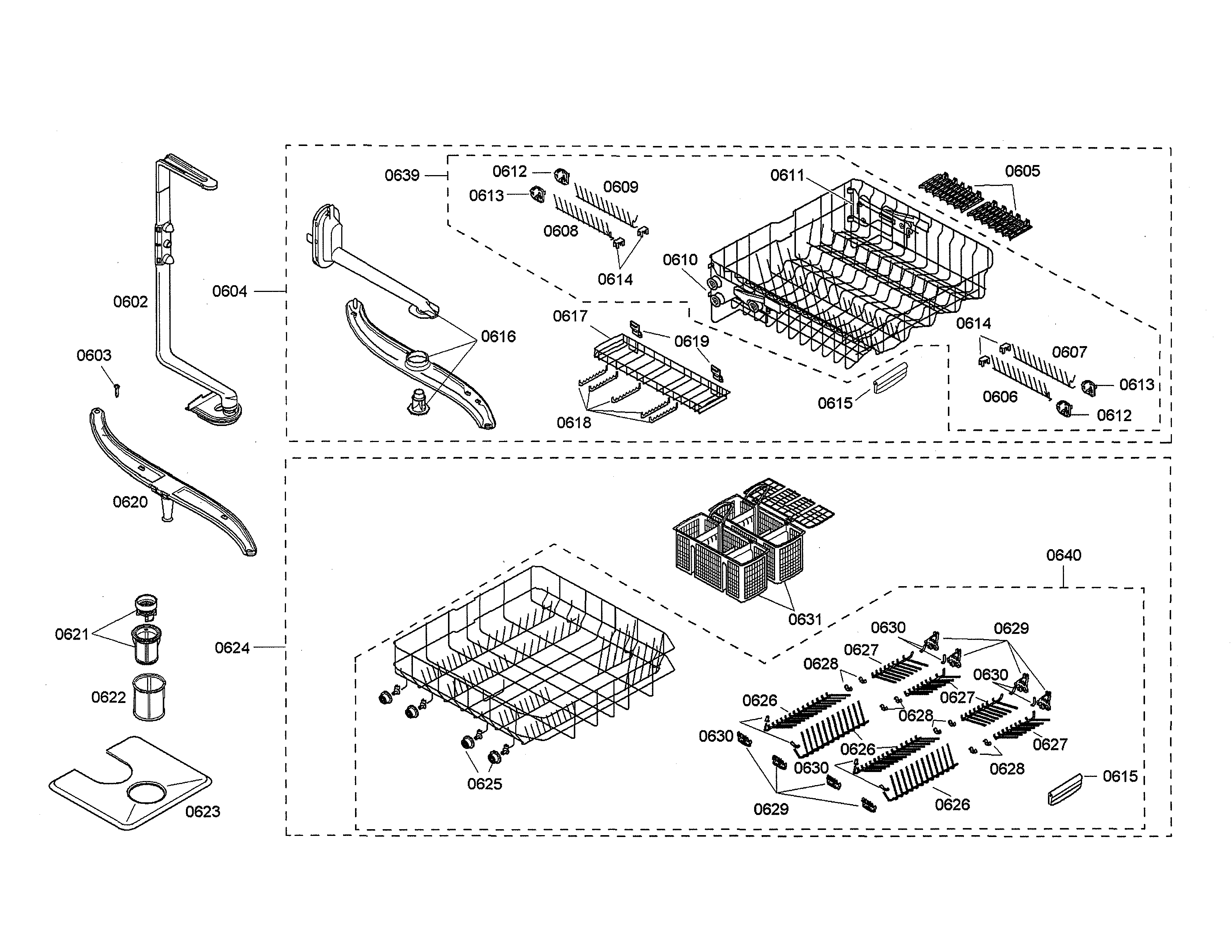 Spray arm/racks