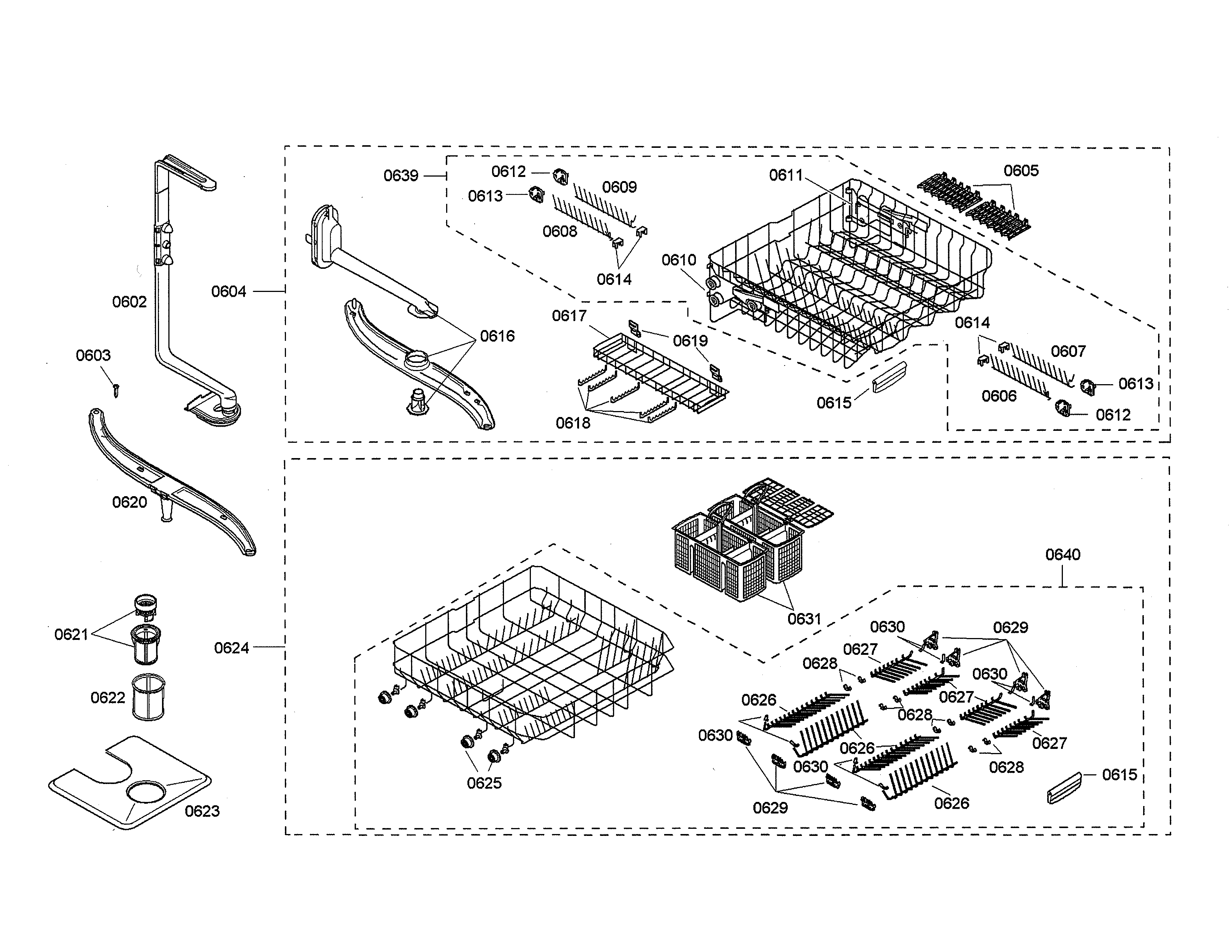 Spray arm/racks