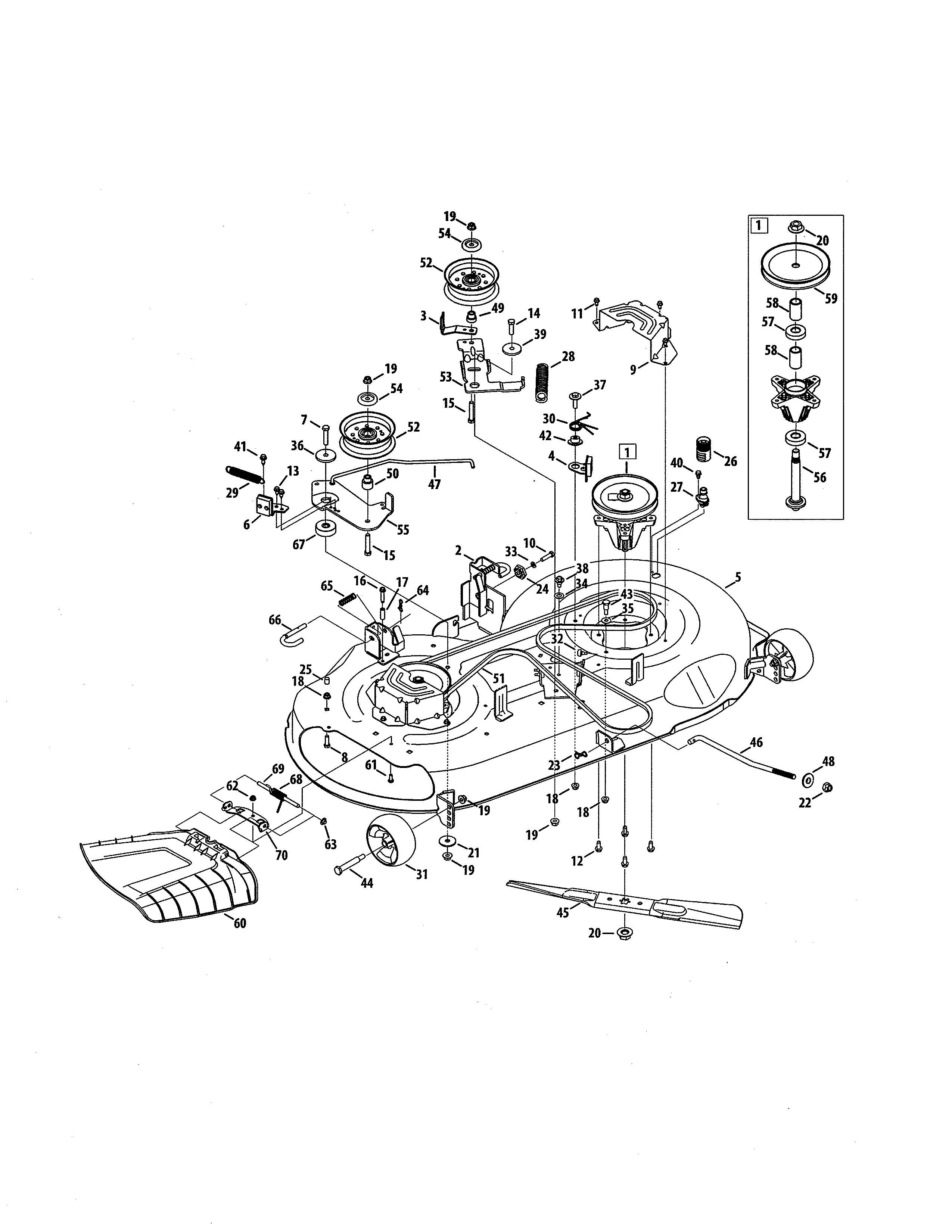 Mower deck/spindle pulley