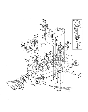 Mower deck/spindle pulley
