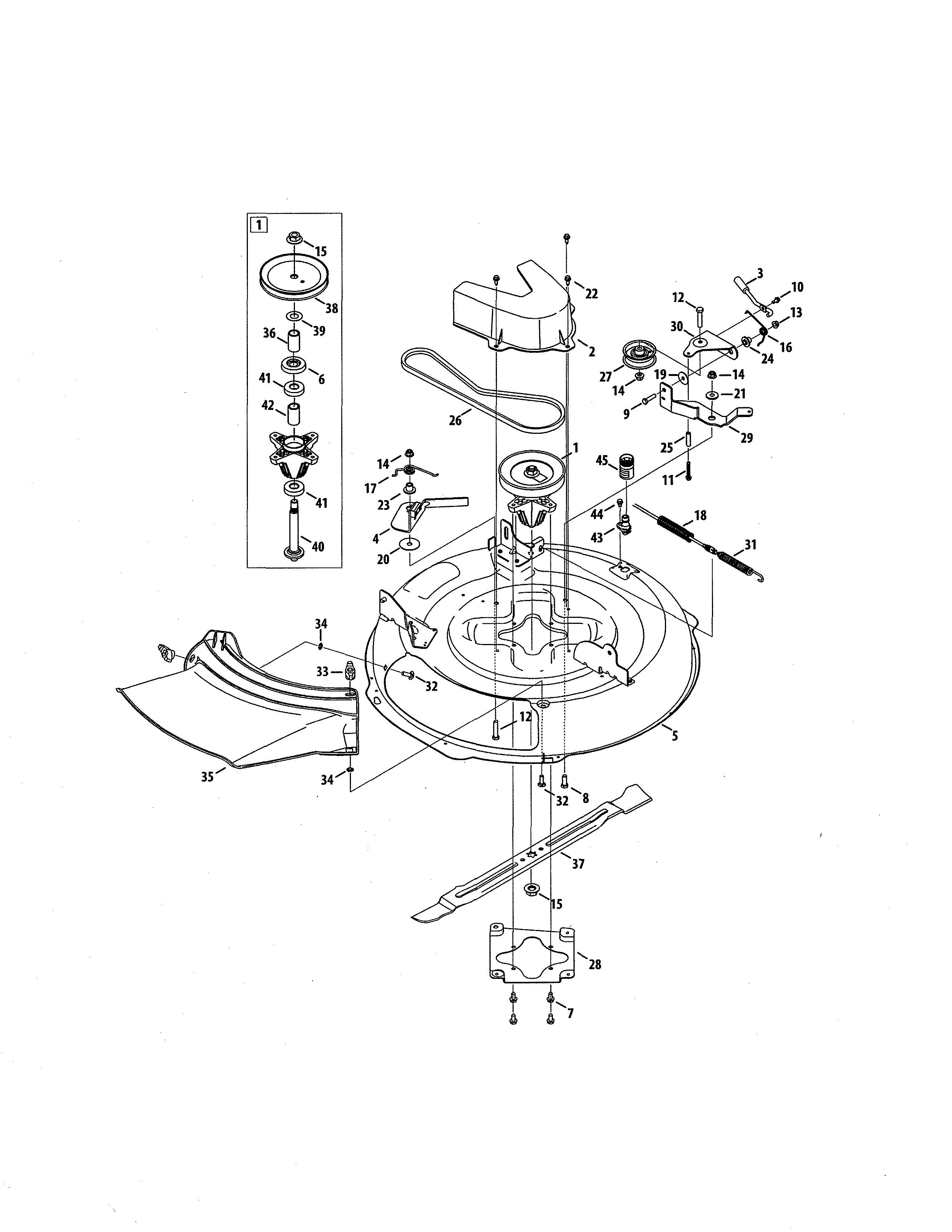 Mower deck/spindle pulley