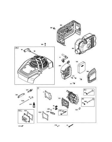 Cylinder head/rewind starter