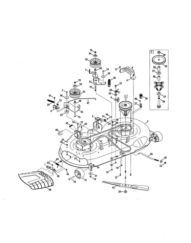 Deck mower/spindle pulley