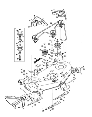 Mower deck/spindle pulley