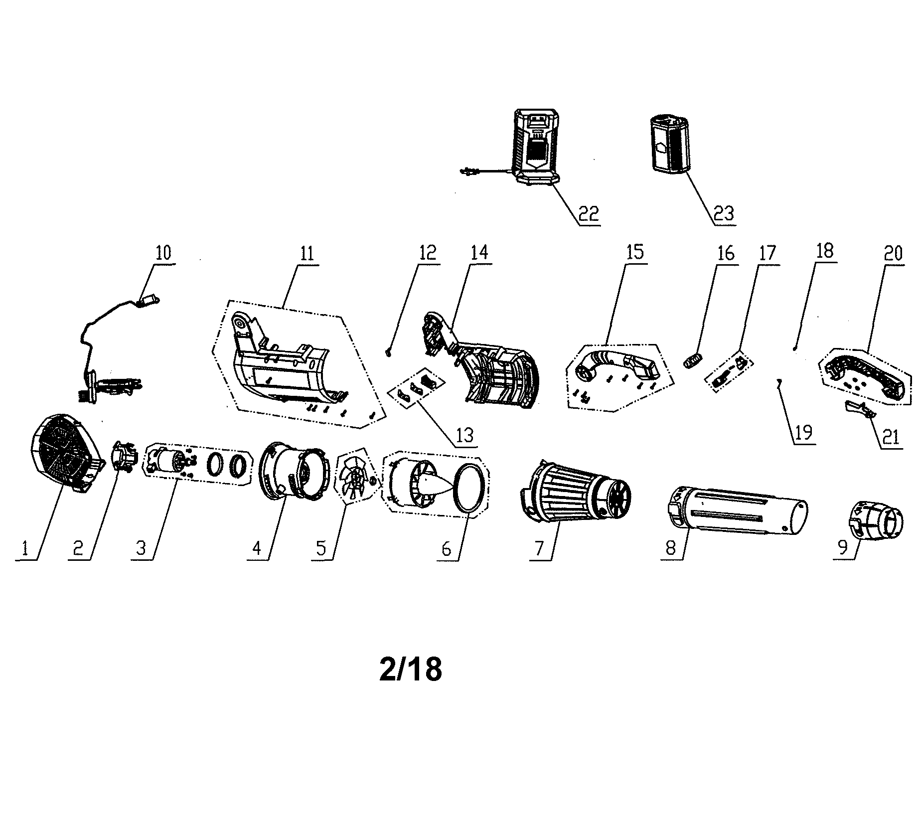 Cordless axial blower