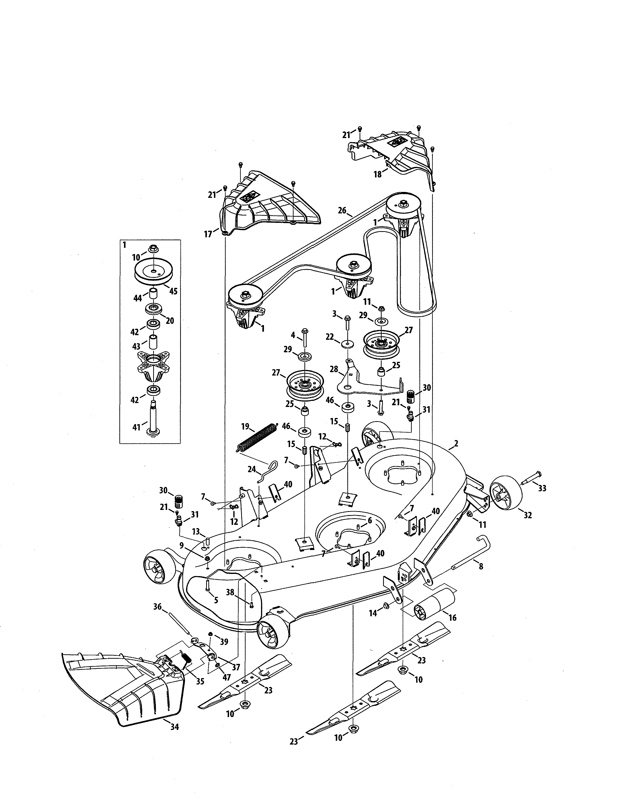 MOWER DECK/PULLEY SPINDLE