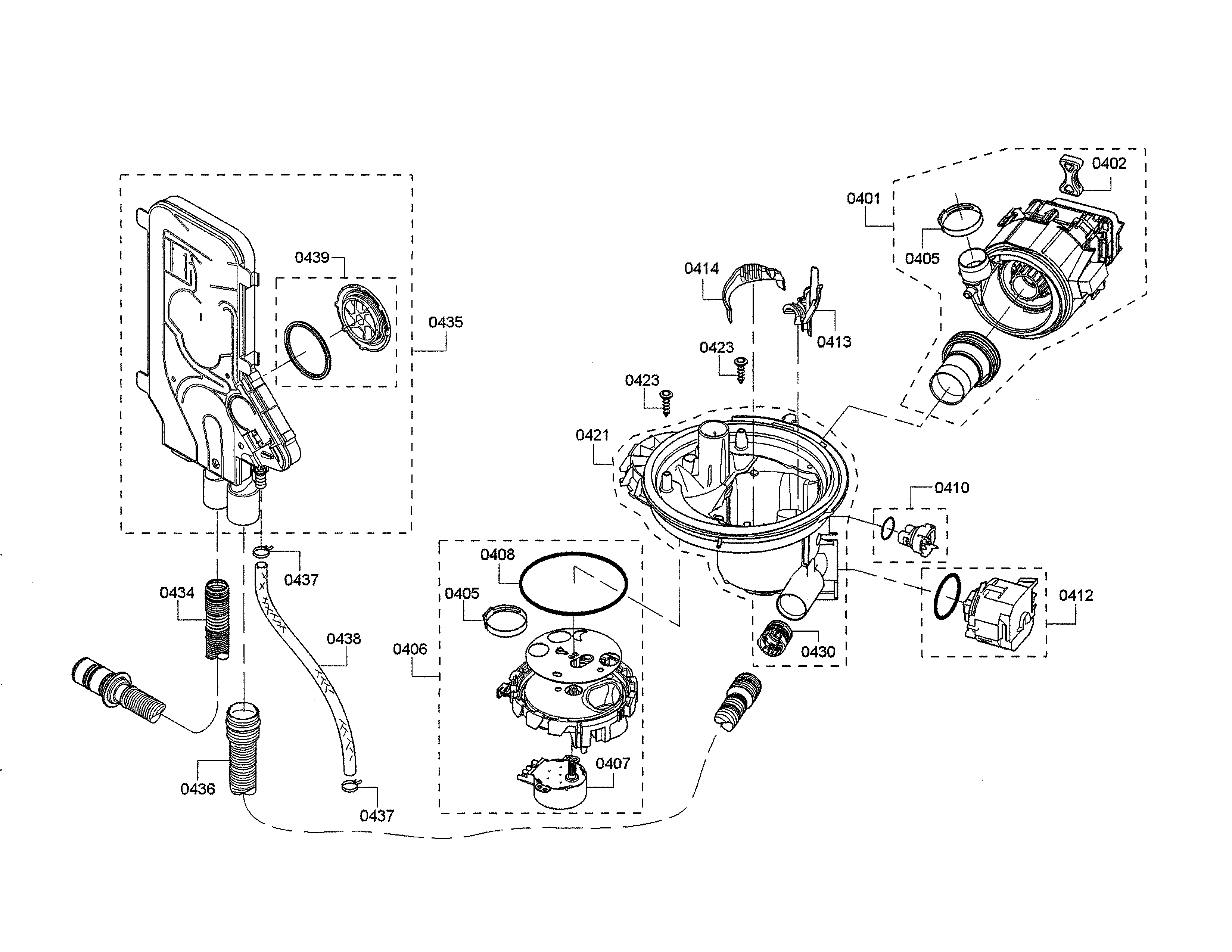 Sump/water inlet/heat pump