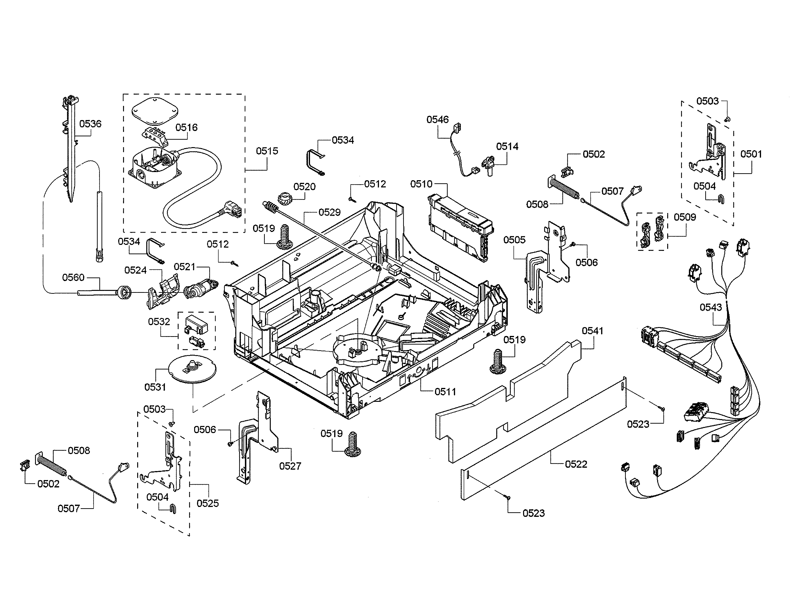 Base/power cord/main harness