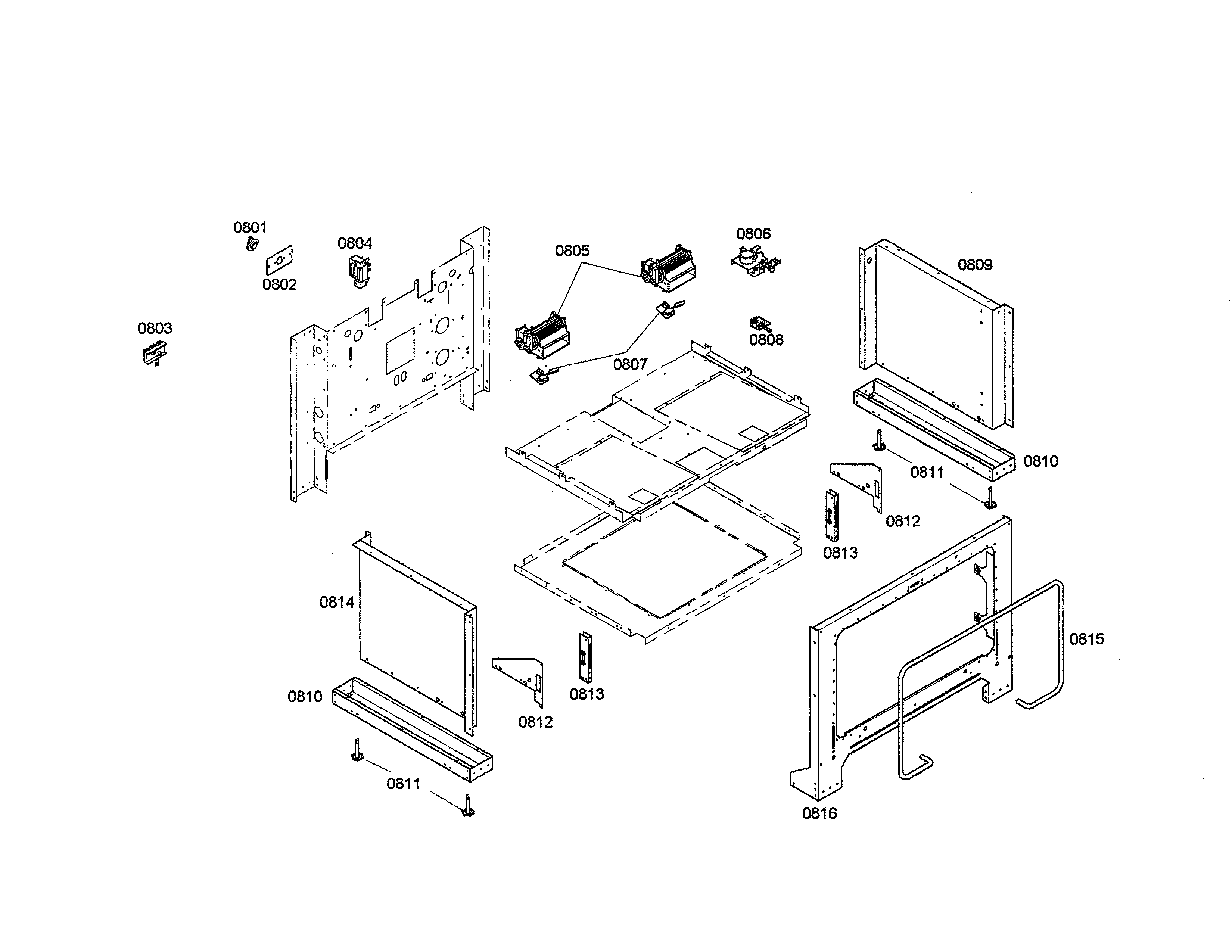 Side panels/front frame/cooling fan