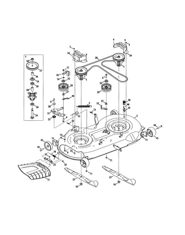 Mower deck/spindle pulley