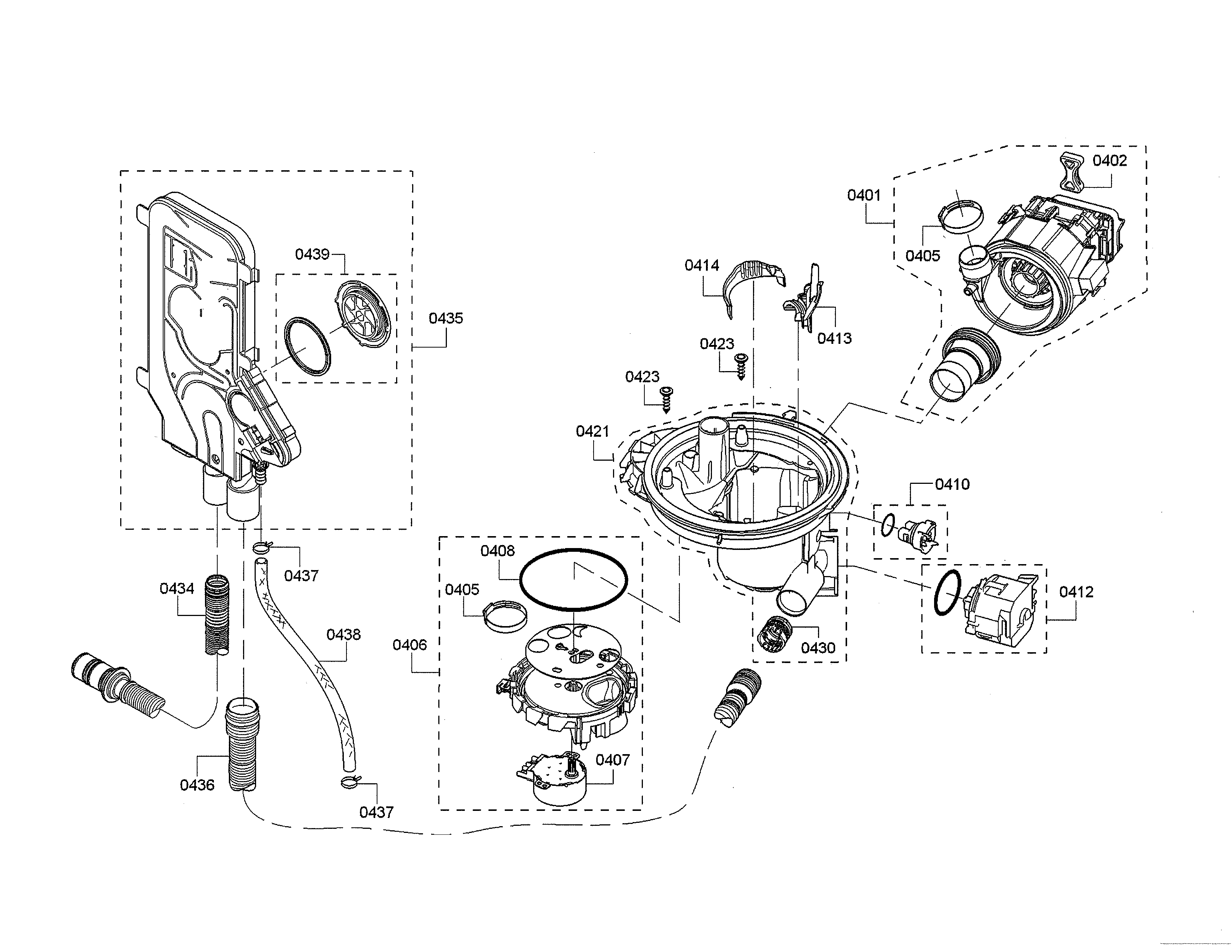 Heat pump/drain pump/water inlet