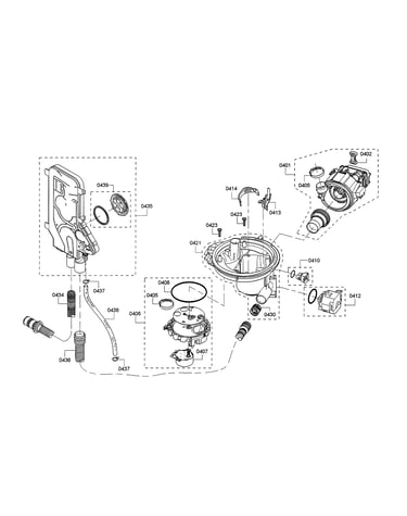 Water inlet/sump/heat pump