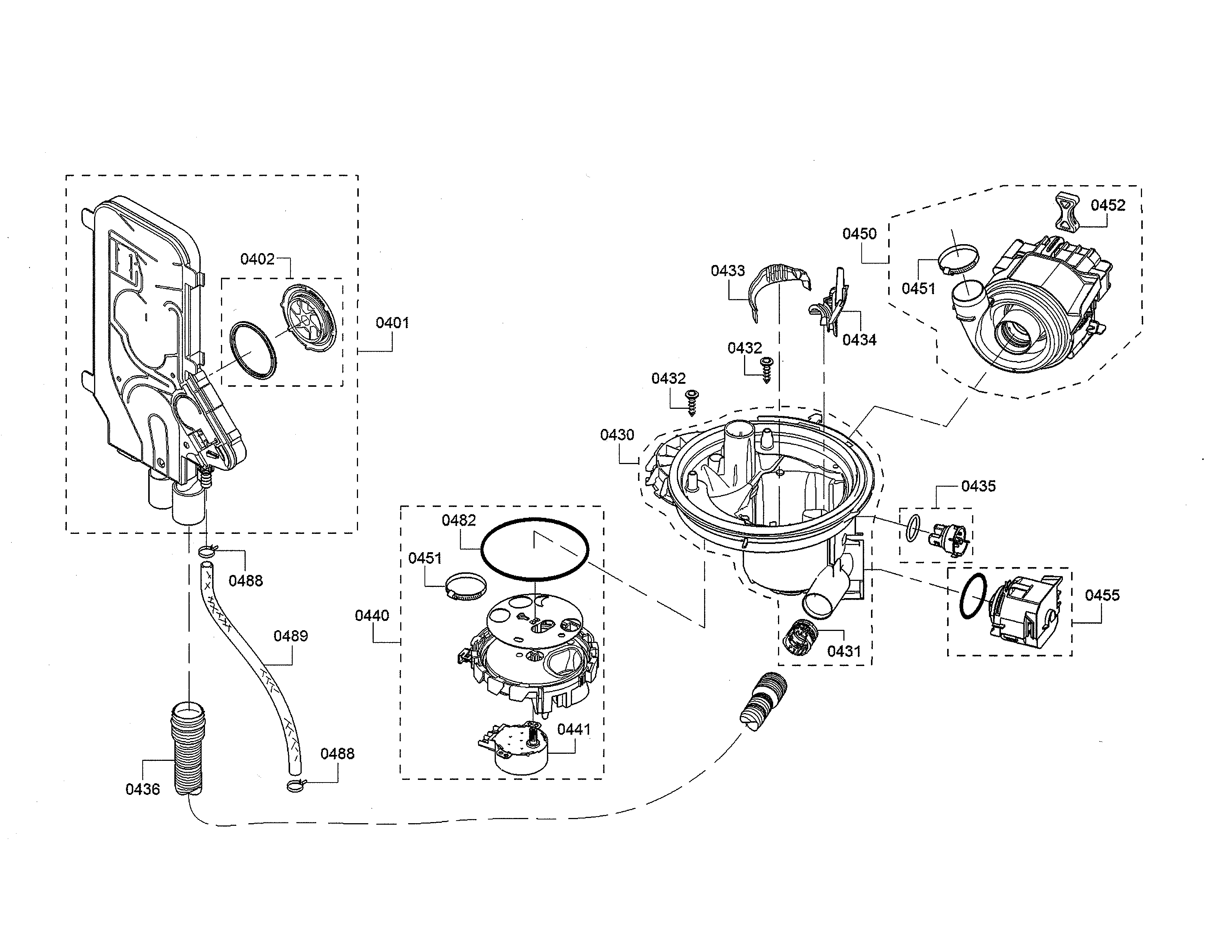 Water inlet/heat pump/sump