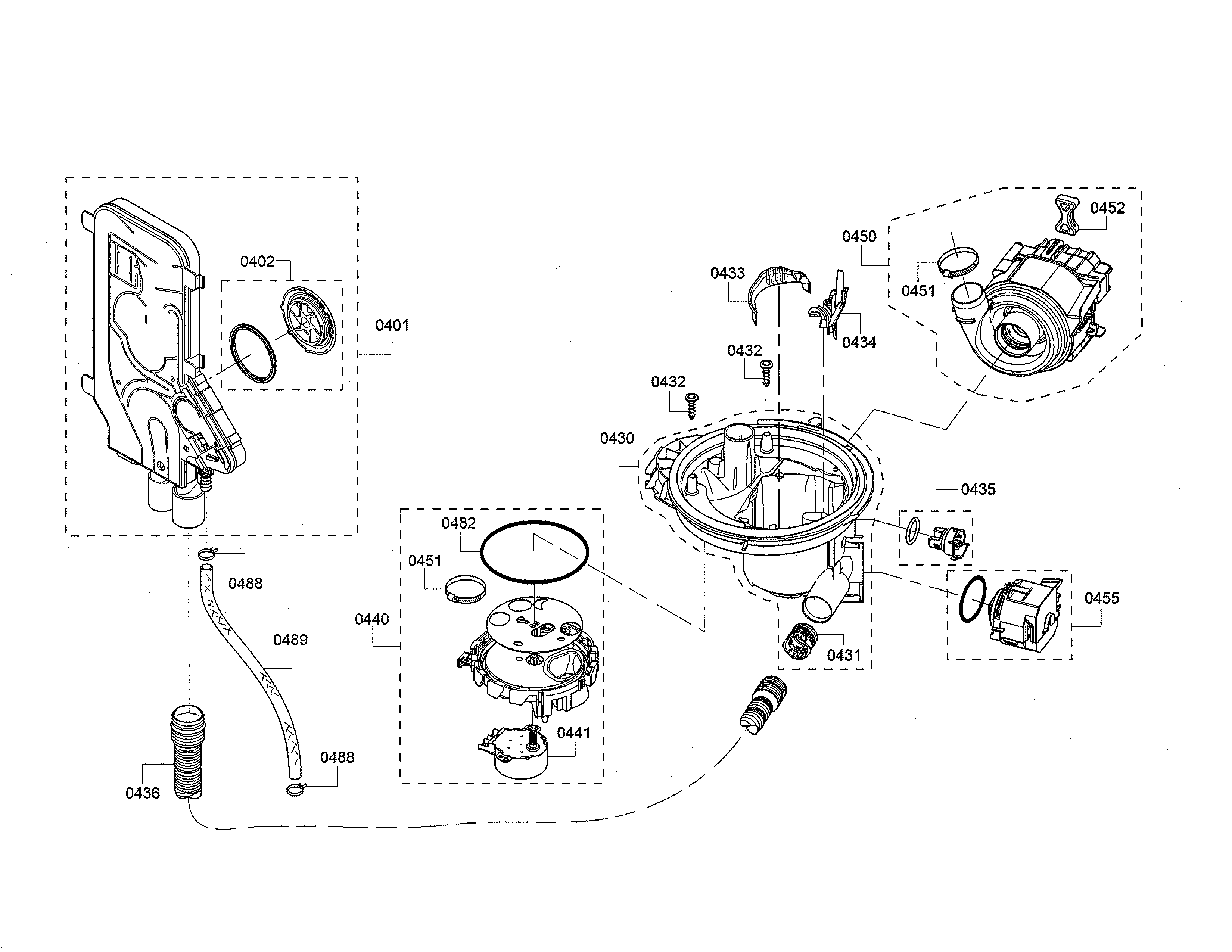 Water inlet/heat pump/sump