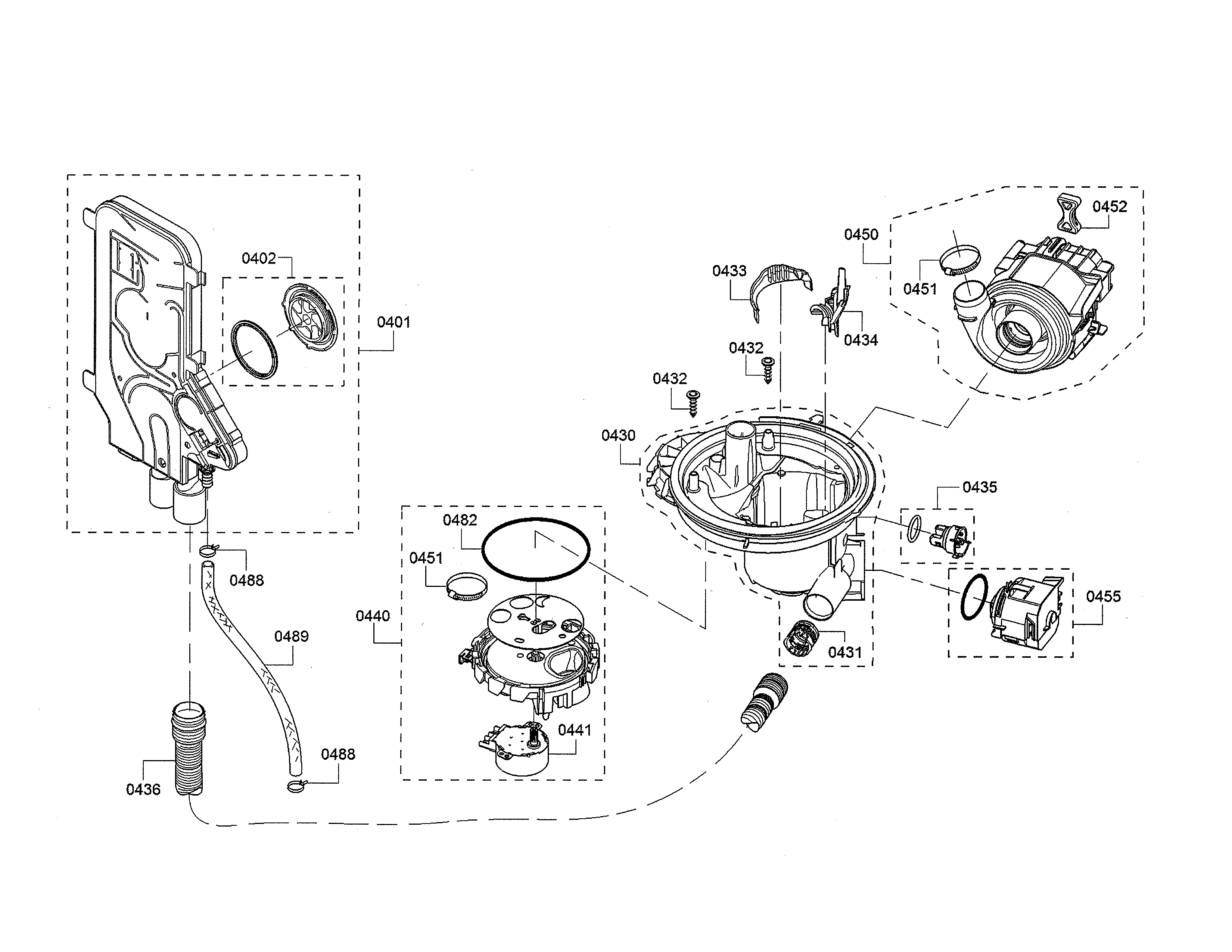 Water inlet/heat pump/sump