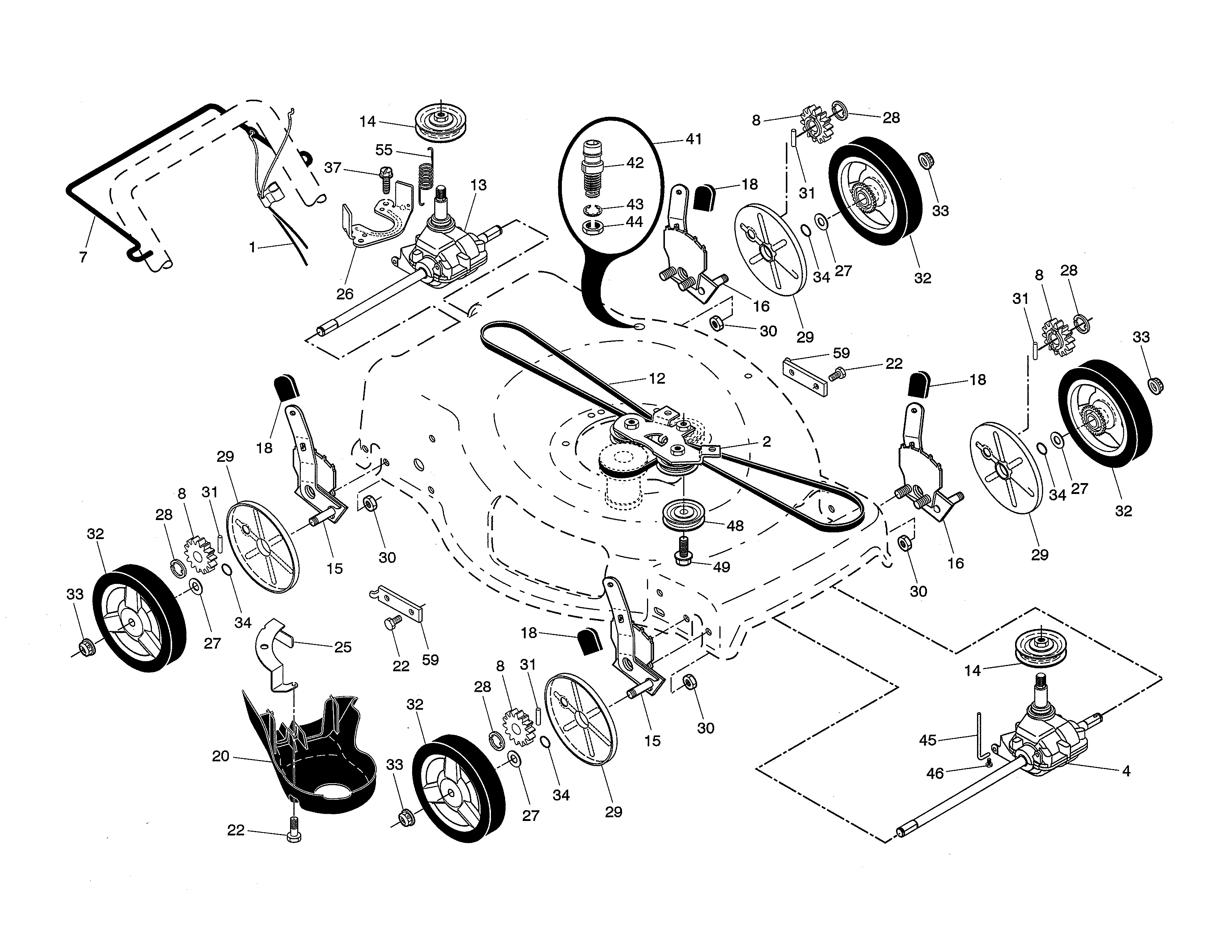 Drive control/gearcase/wheels