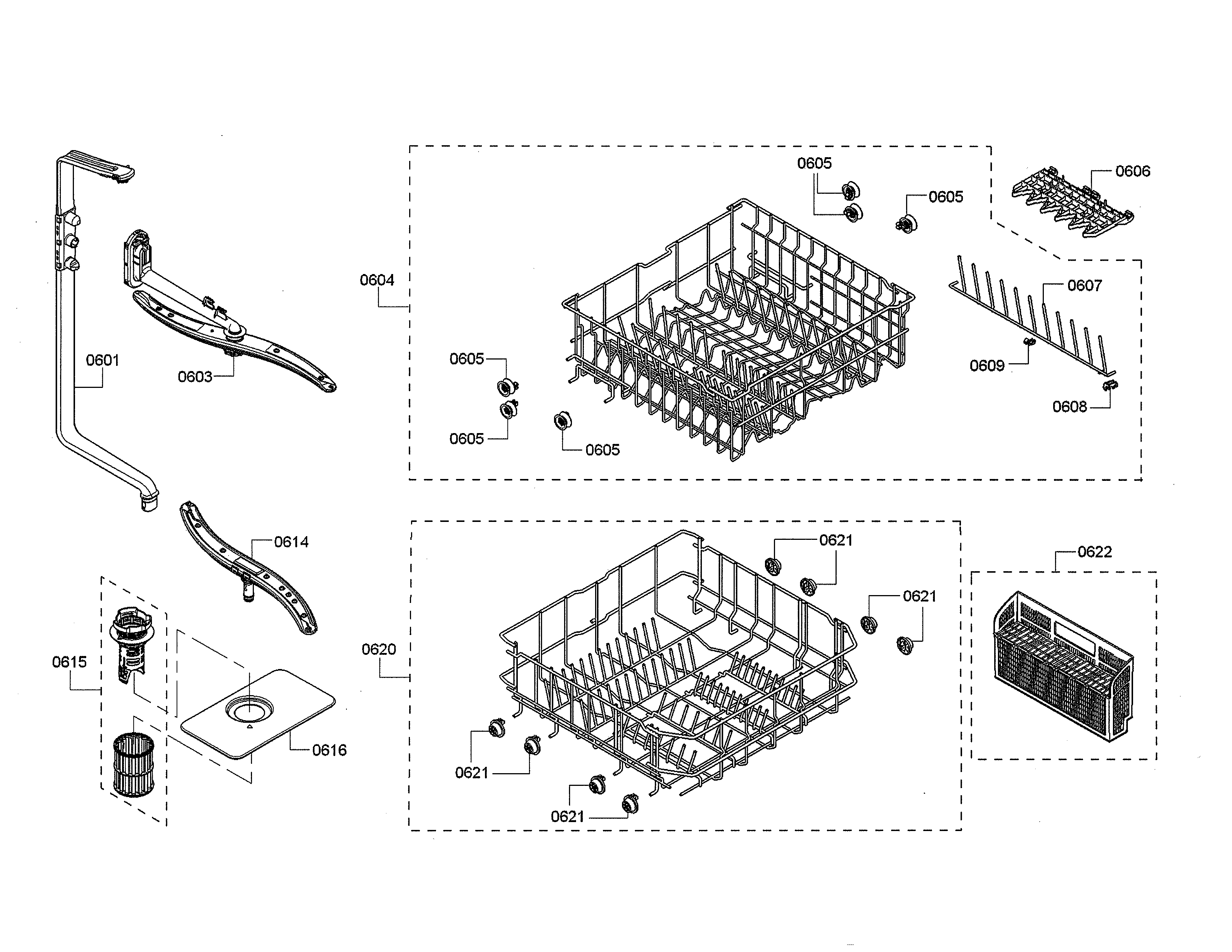 Spray arms/racks