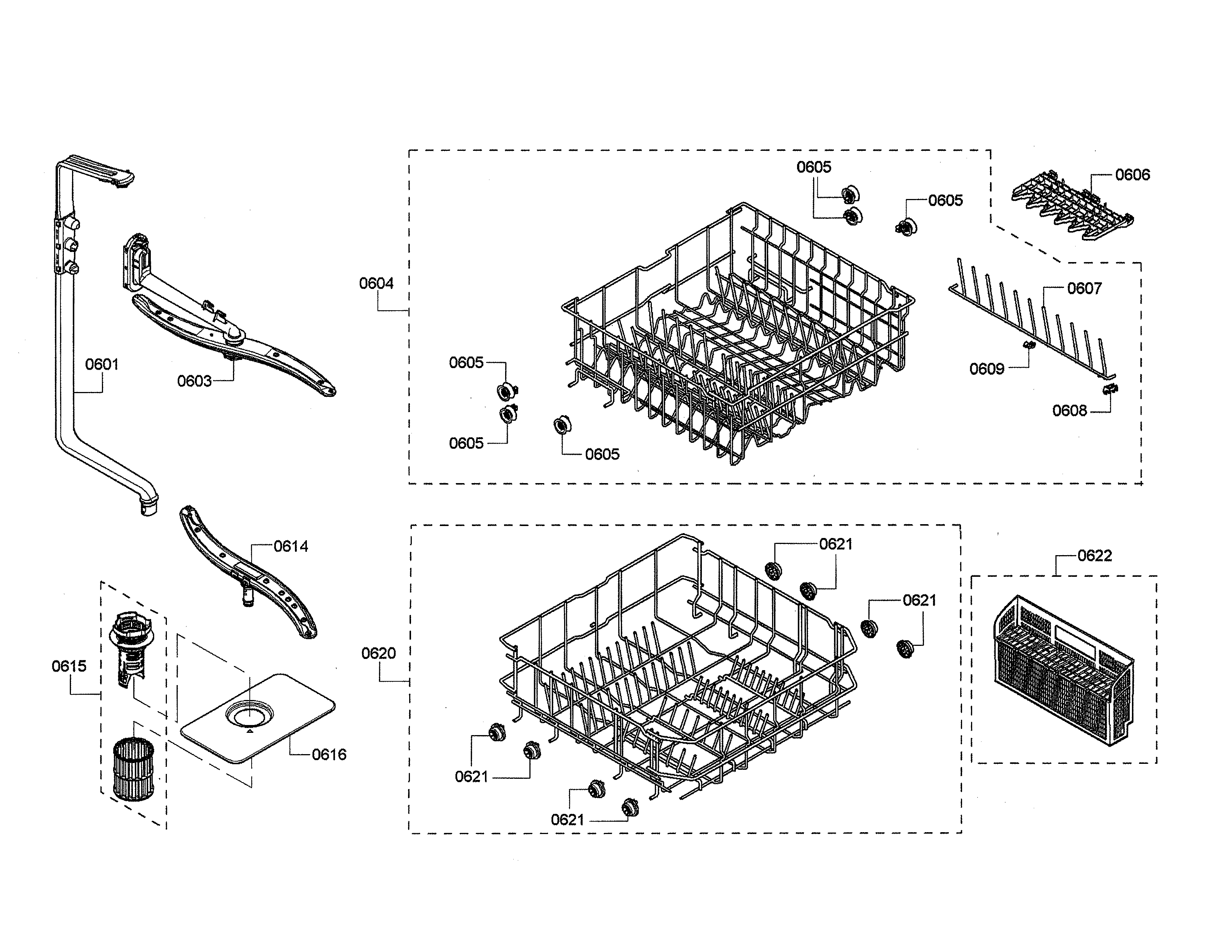 Spray arms/racks