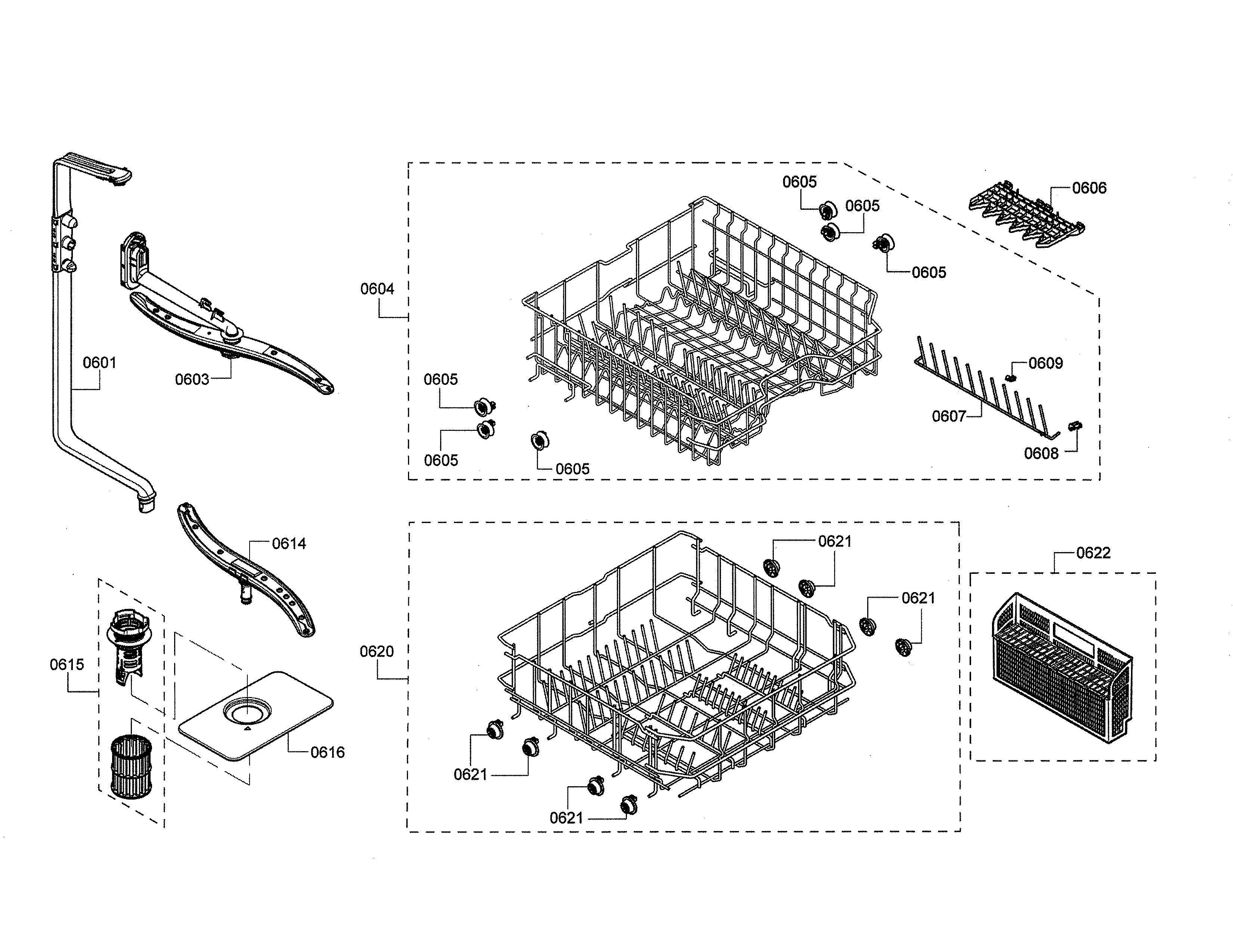 Spray arms/racks