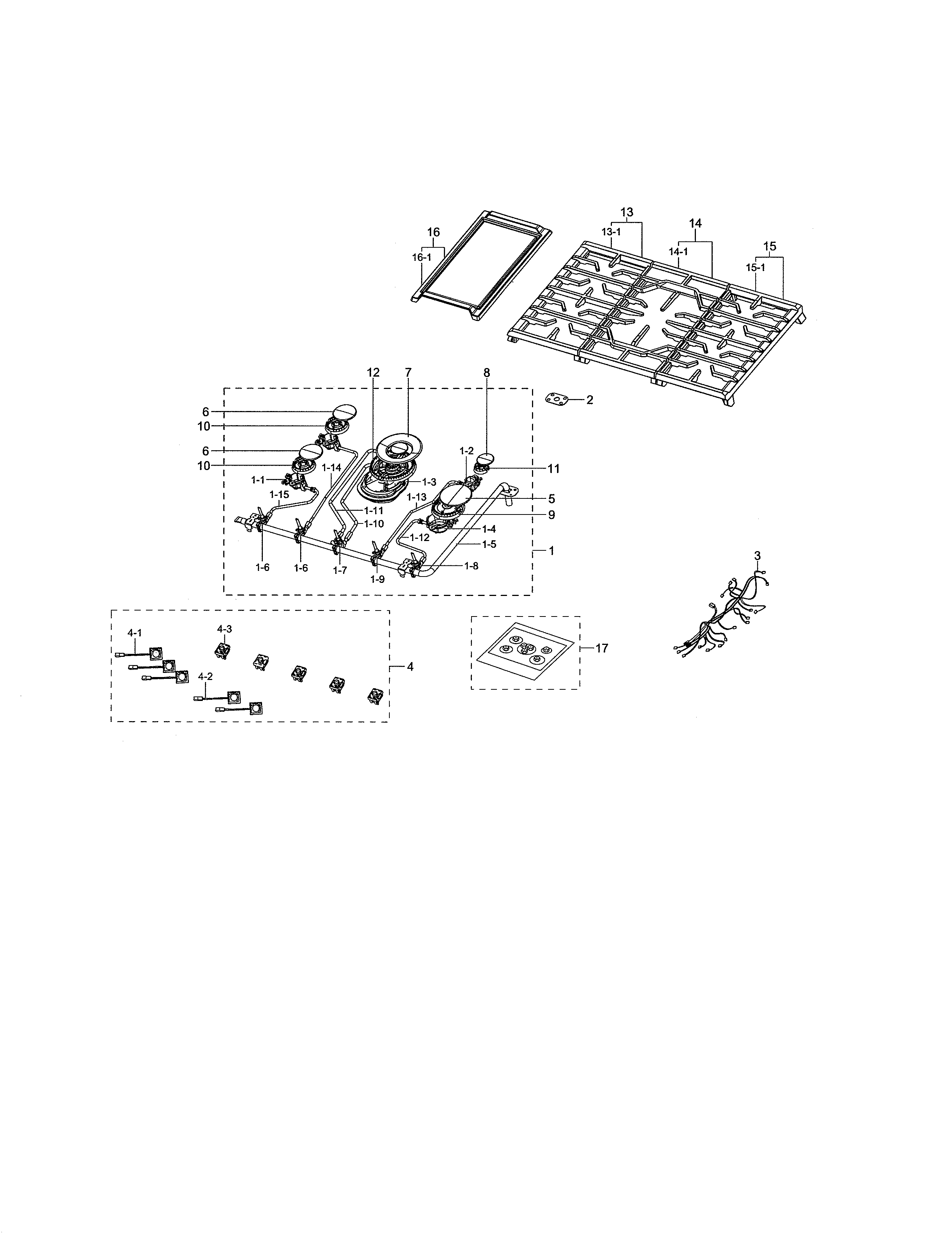 Official Samsung NA30N6555TS/AA00 gas cooktop parts Sears PartsDirect