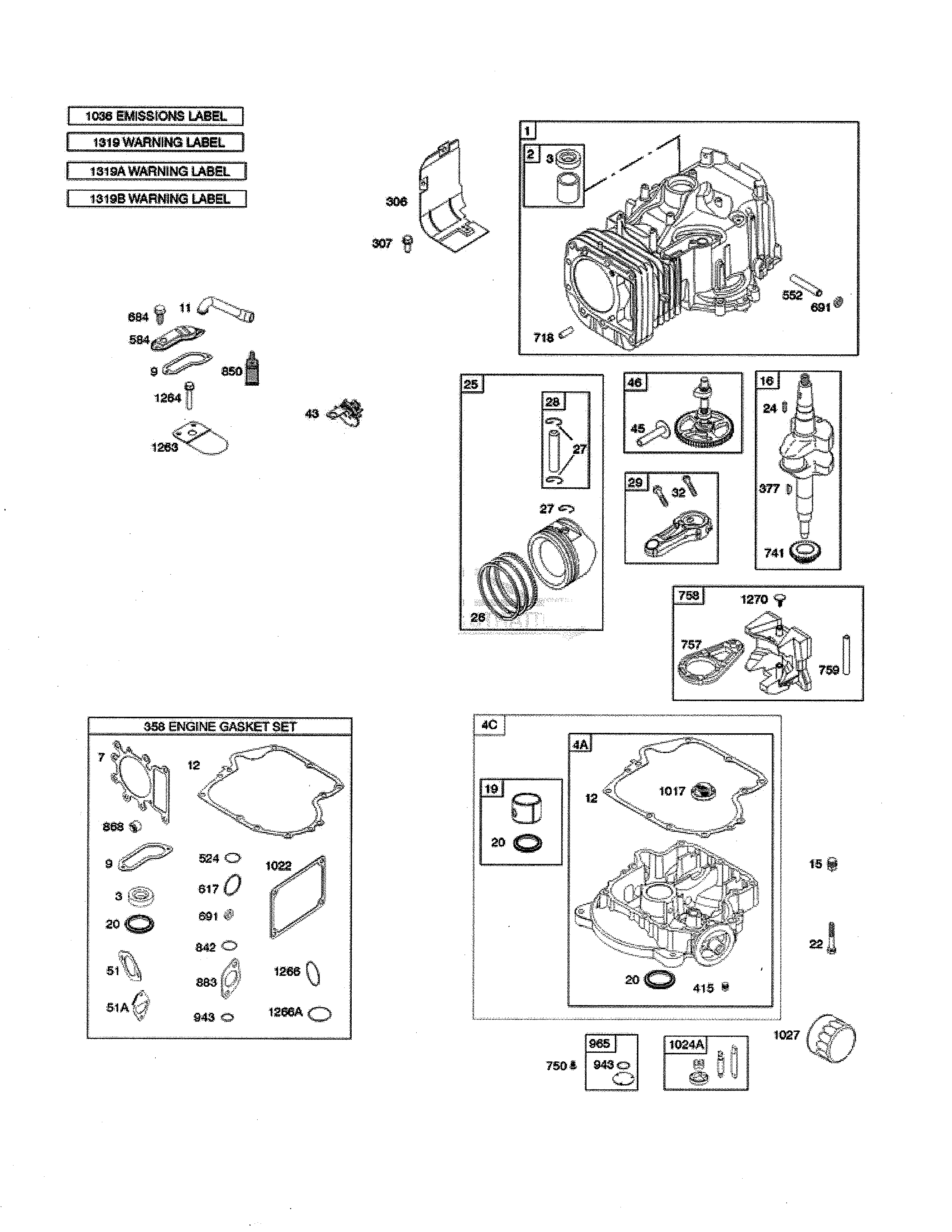 Crankshaft/cylinder/sump