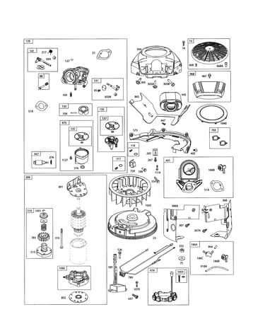 Carburetor/motor-starter/flywheel