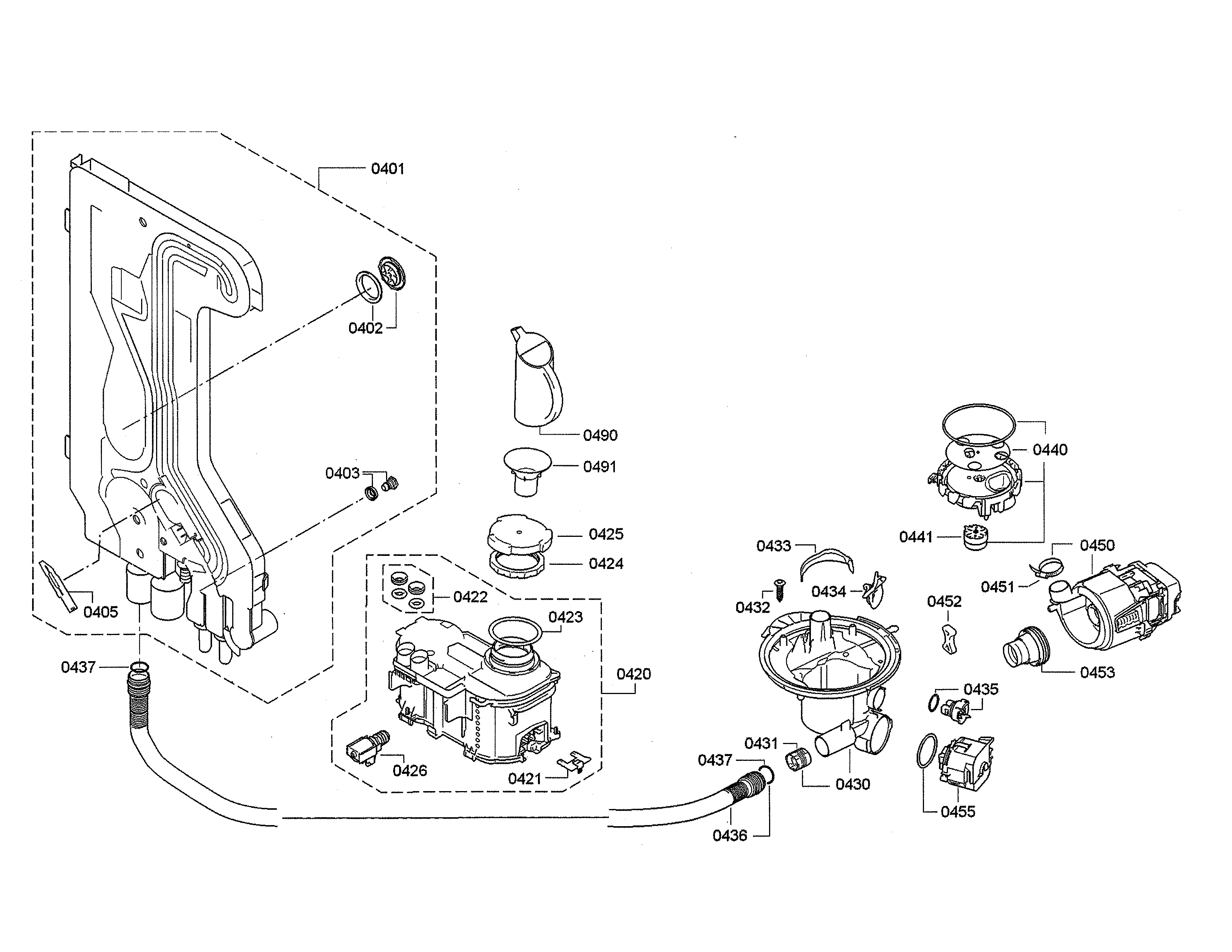 Water softener/water inlet/sump