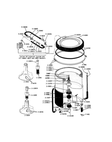 Tub/agitator/mtg. stem & seal (series 04)