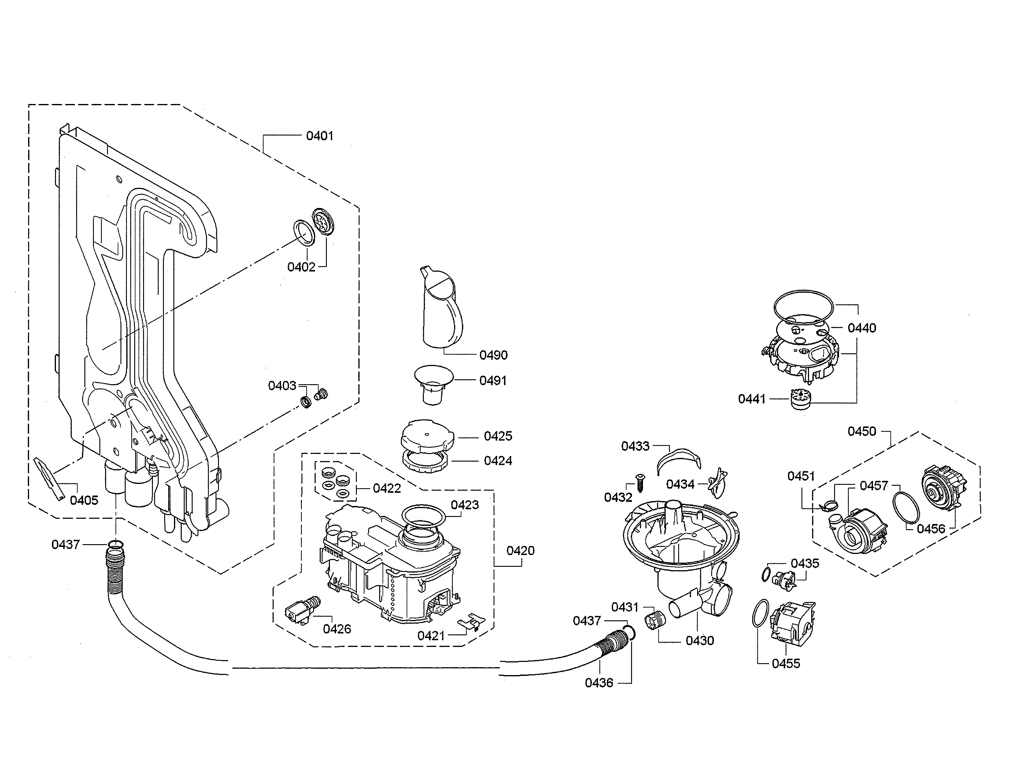 Water inlet & softener/heat pump