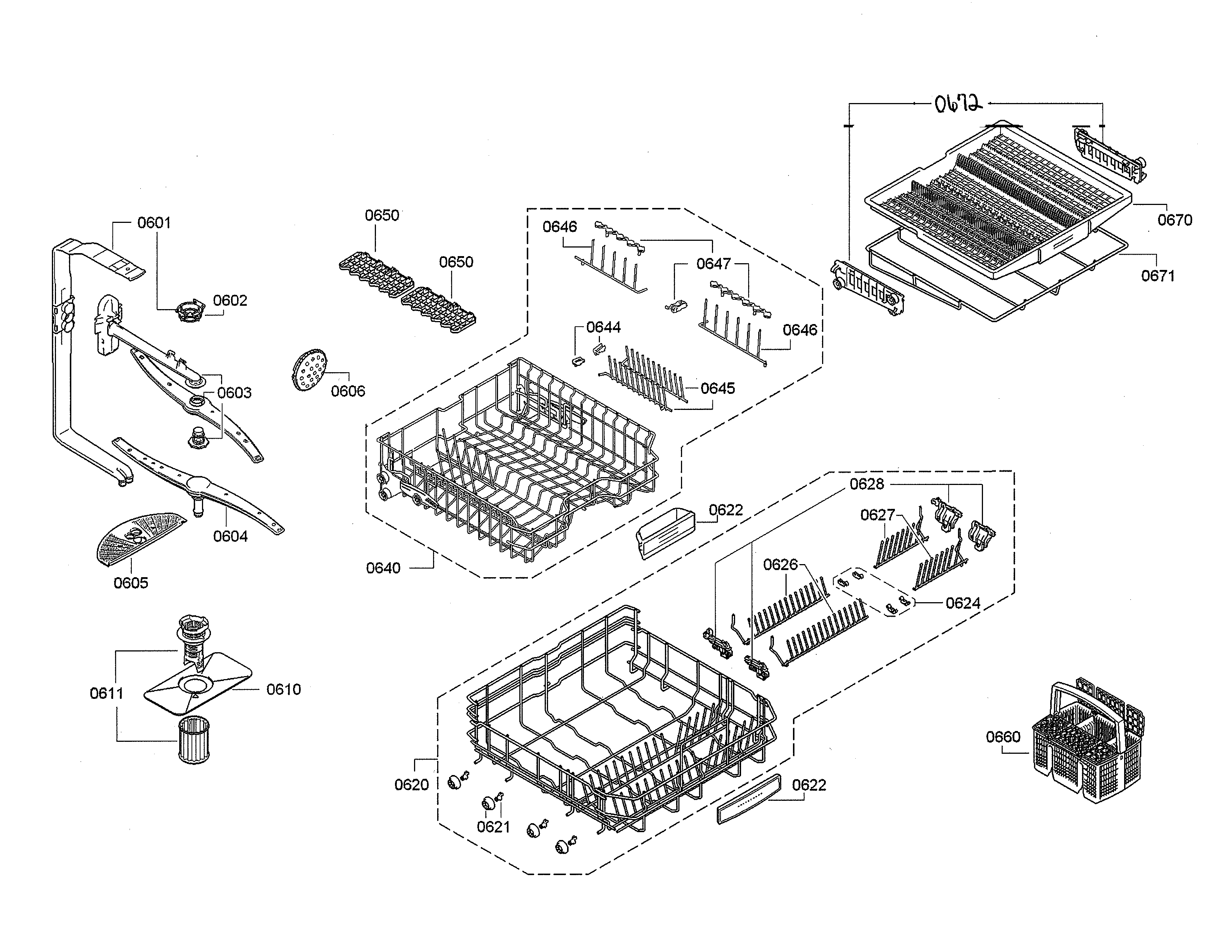 Racks/spray arms
