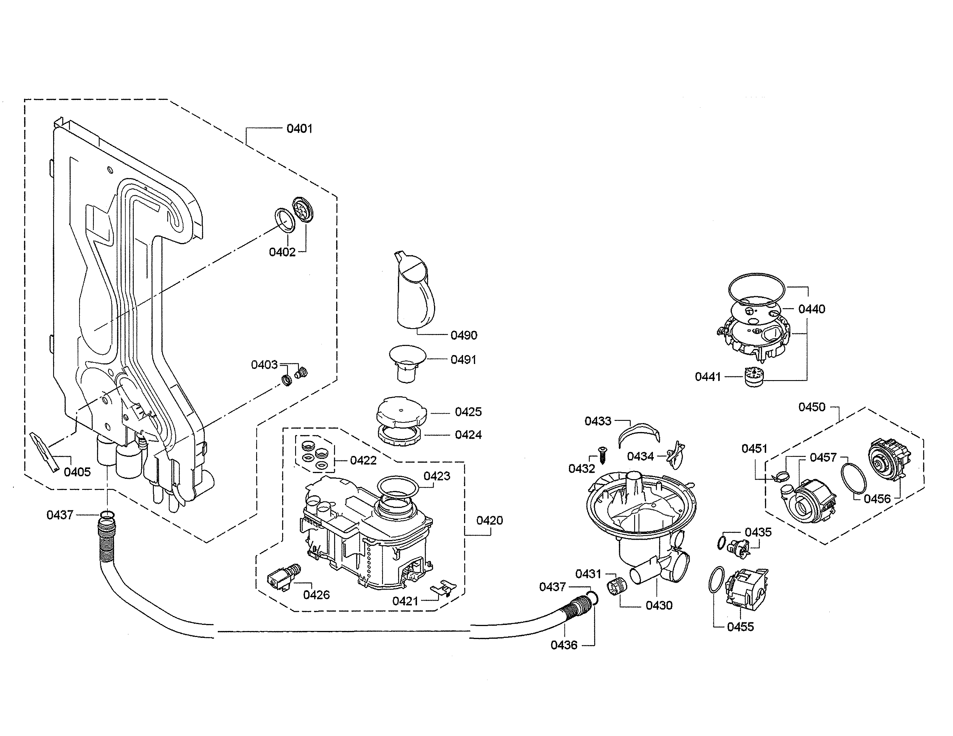 Water inlet & softener/heat pump