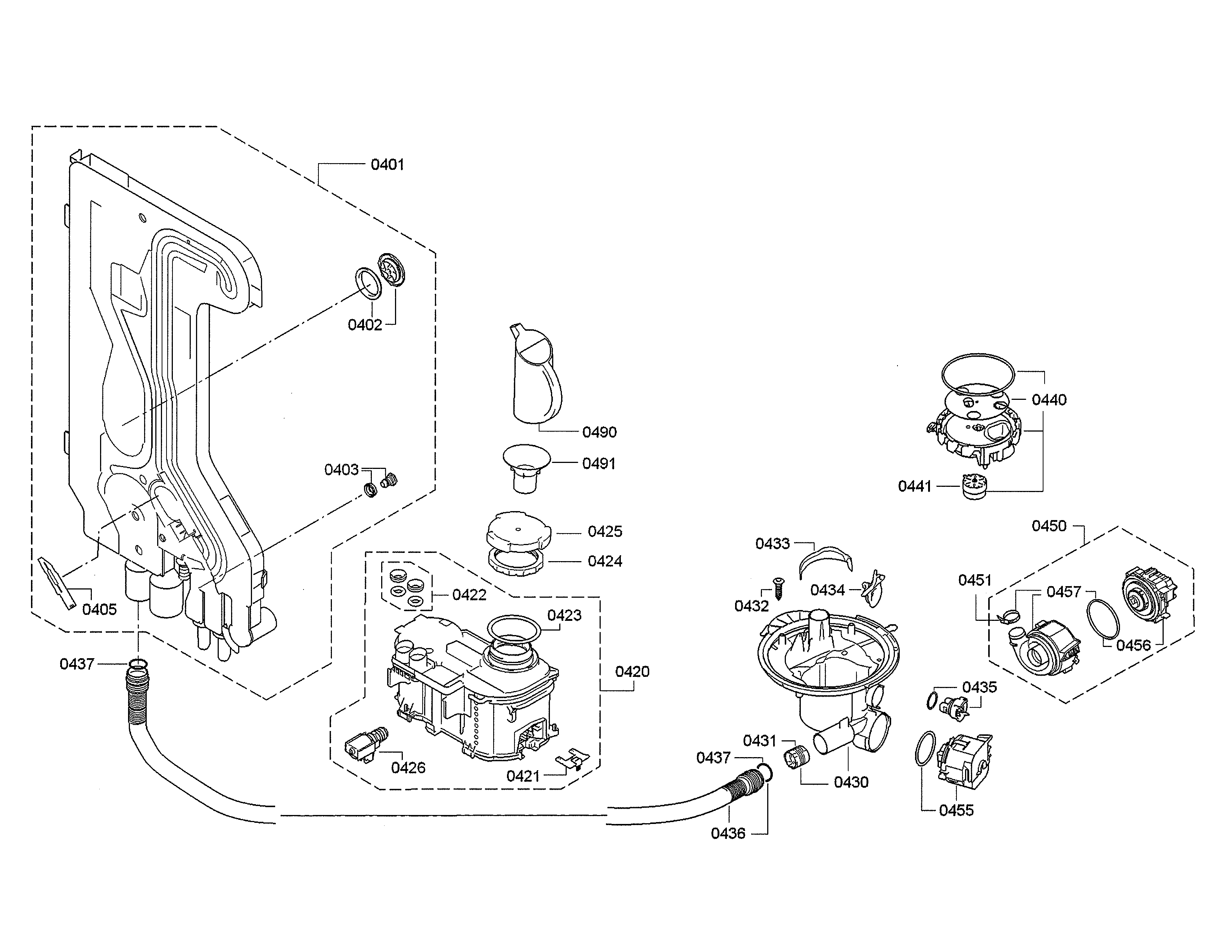 Water inlet & softener/heat pump