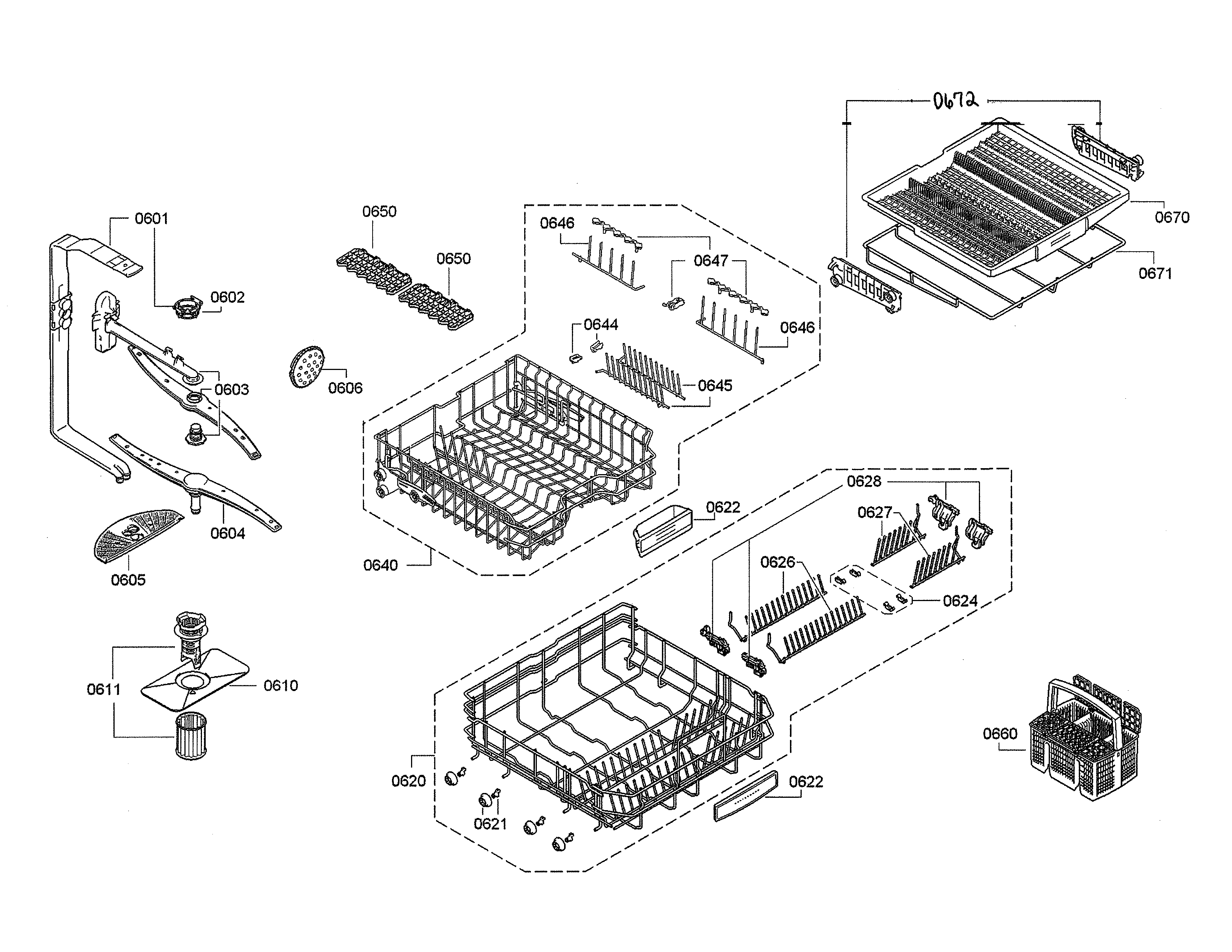 Spray arms/racks