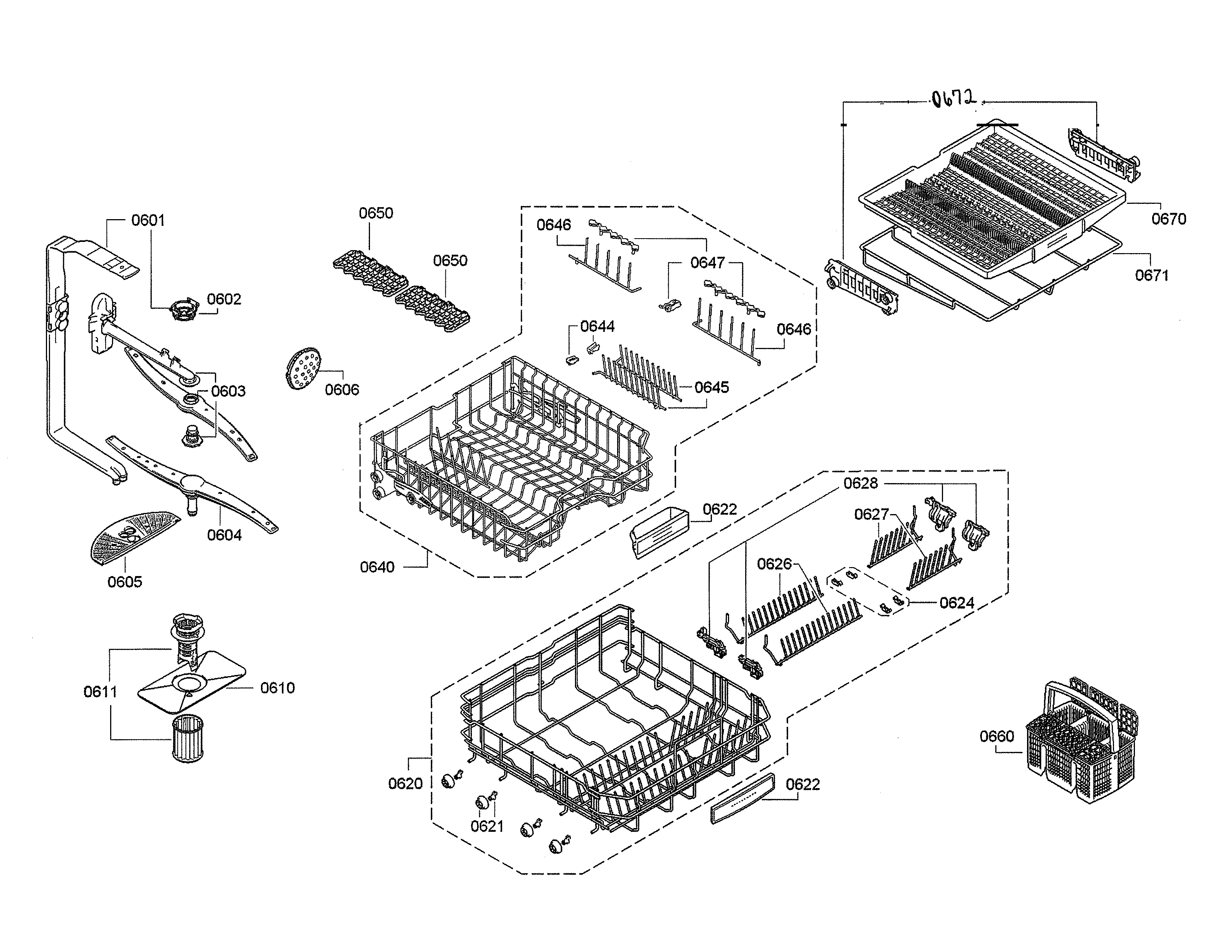Spray arms/racks