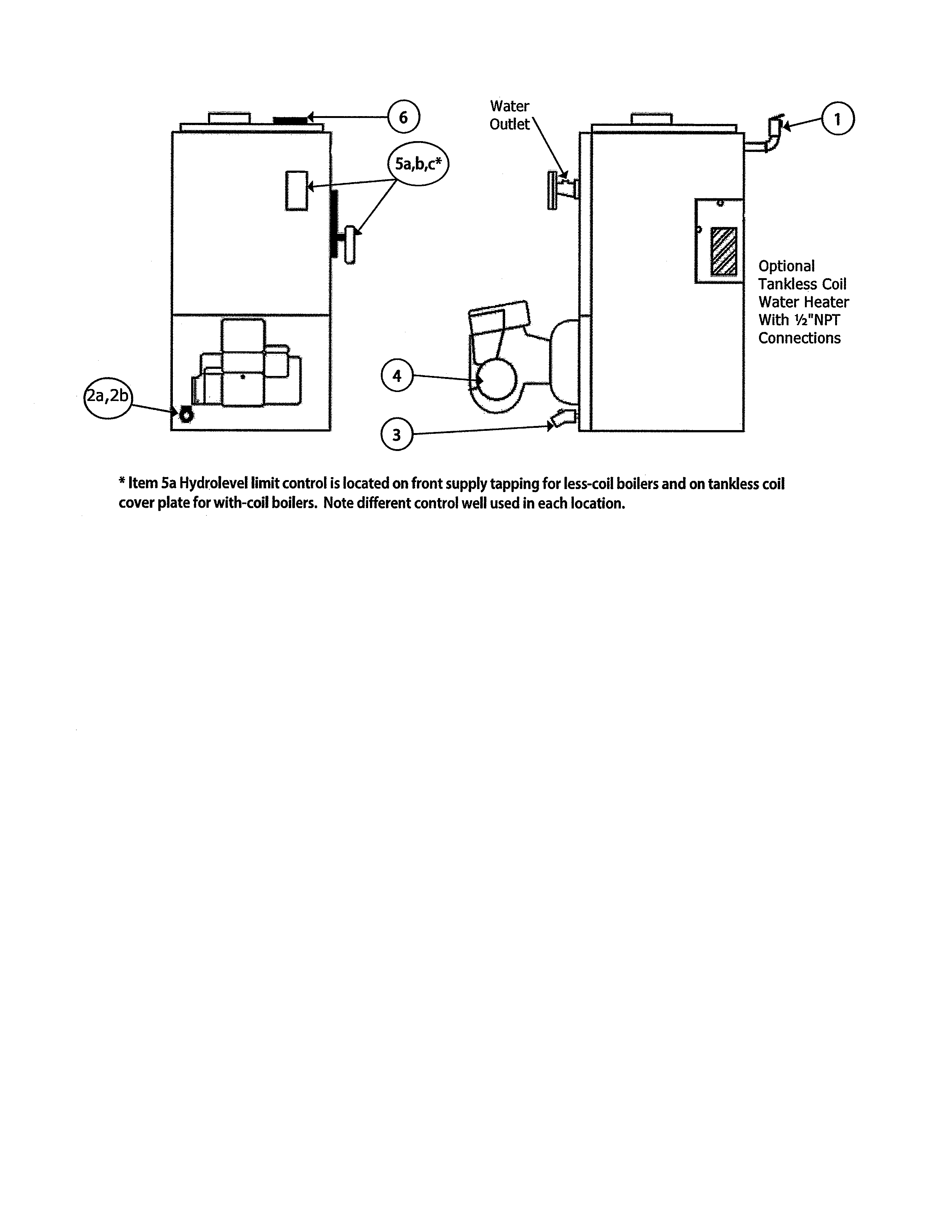 Optional tankless coil water heater