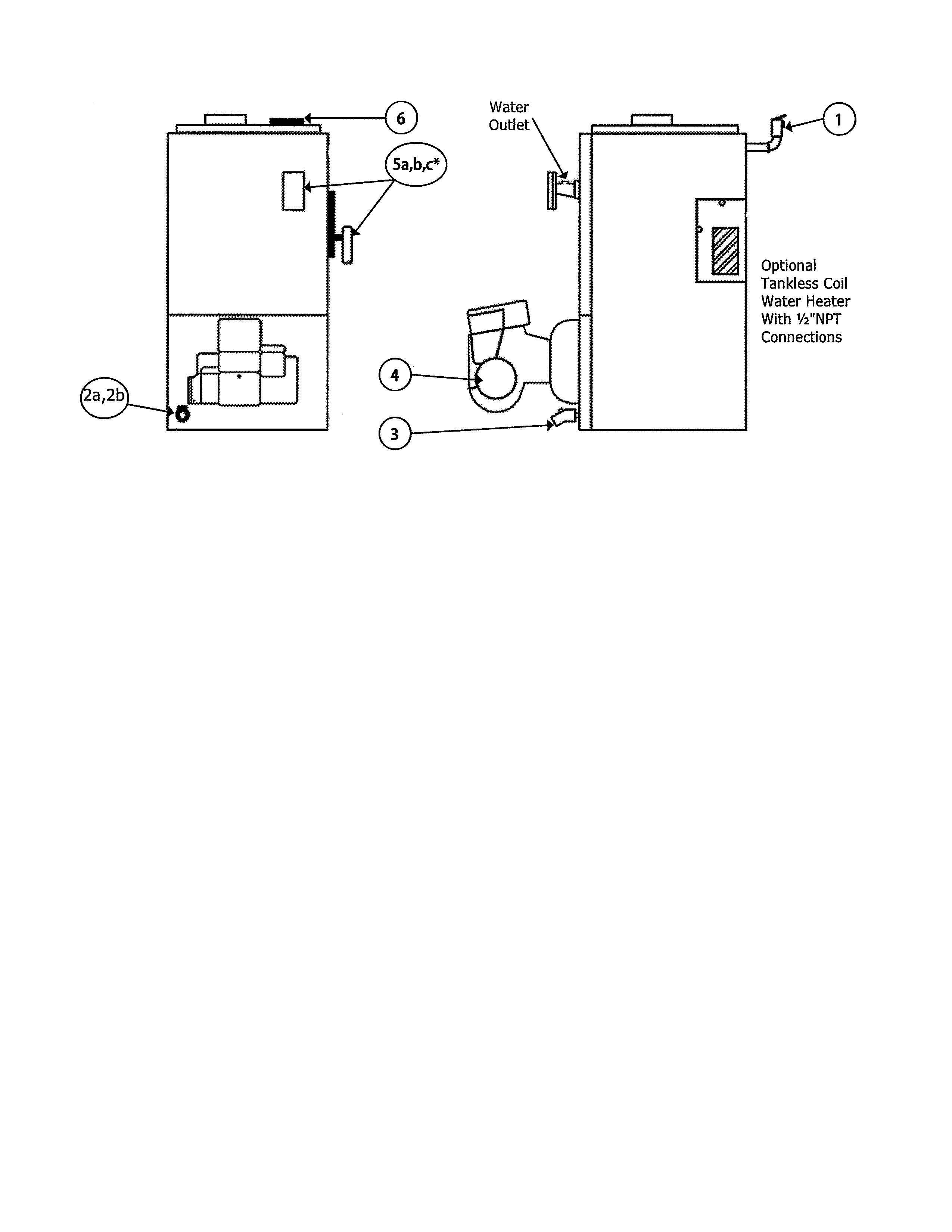 Optional tankless coil water heater