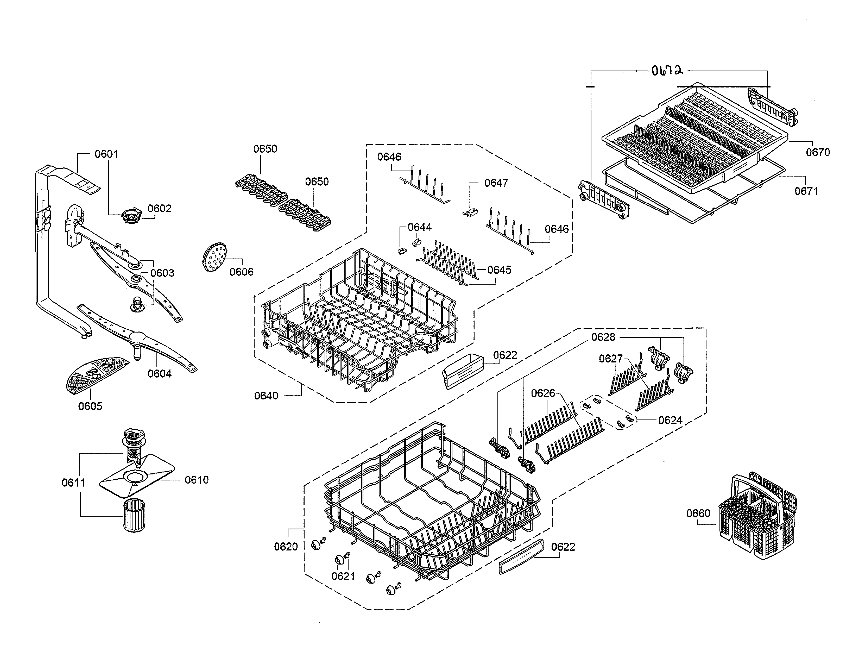 Spray arms/racks