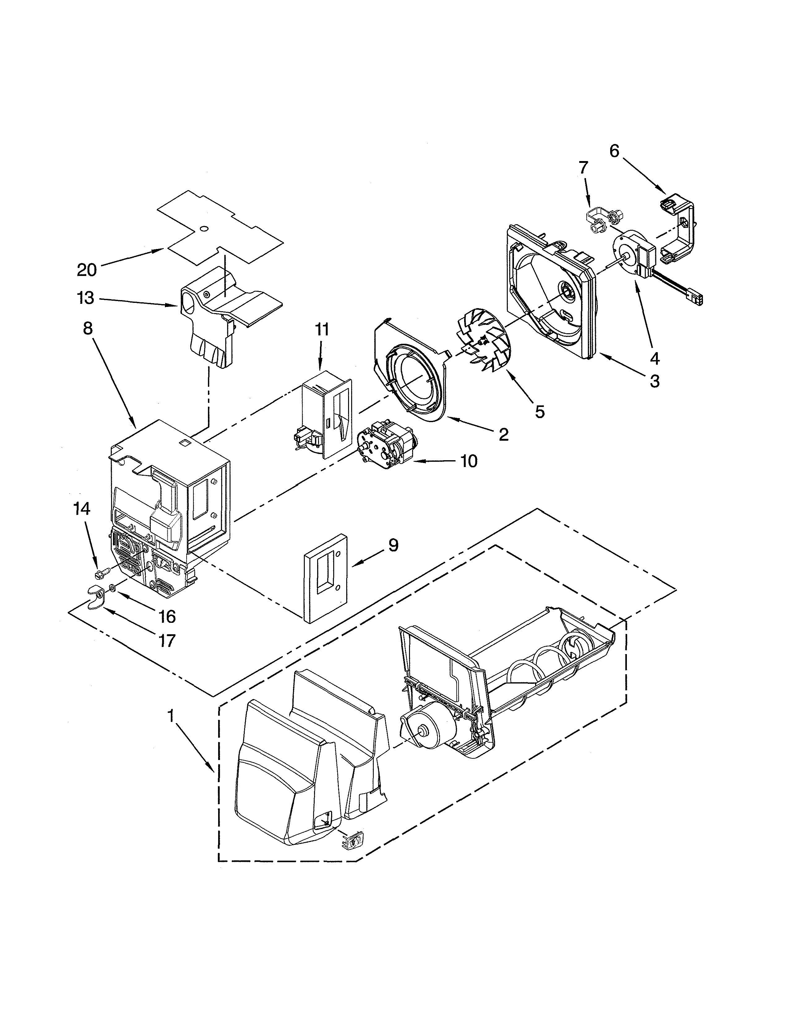 Motor & ice container