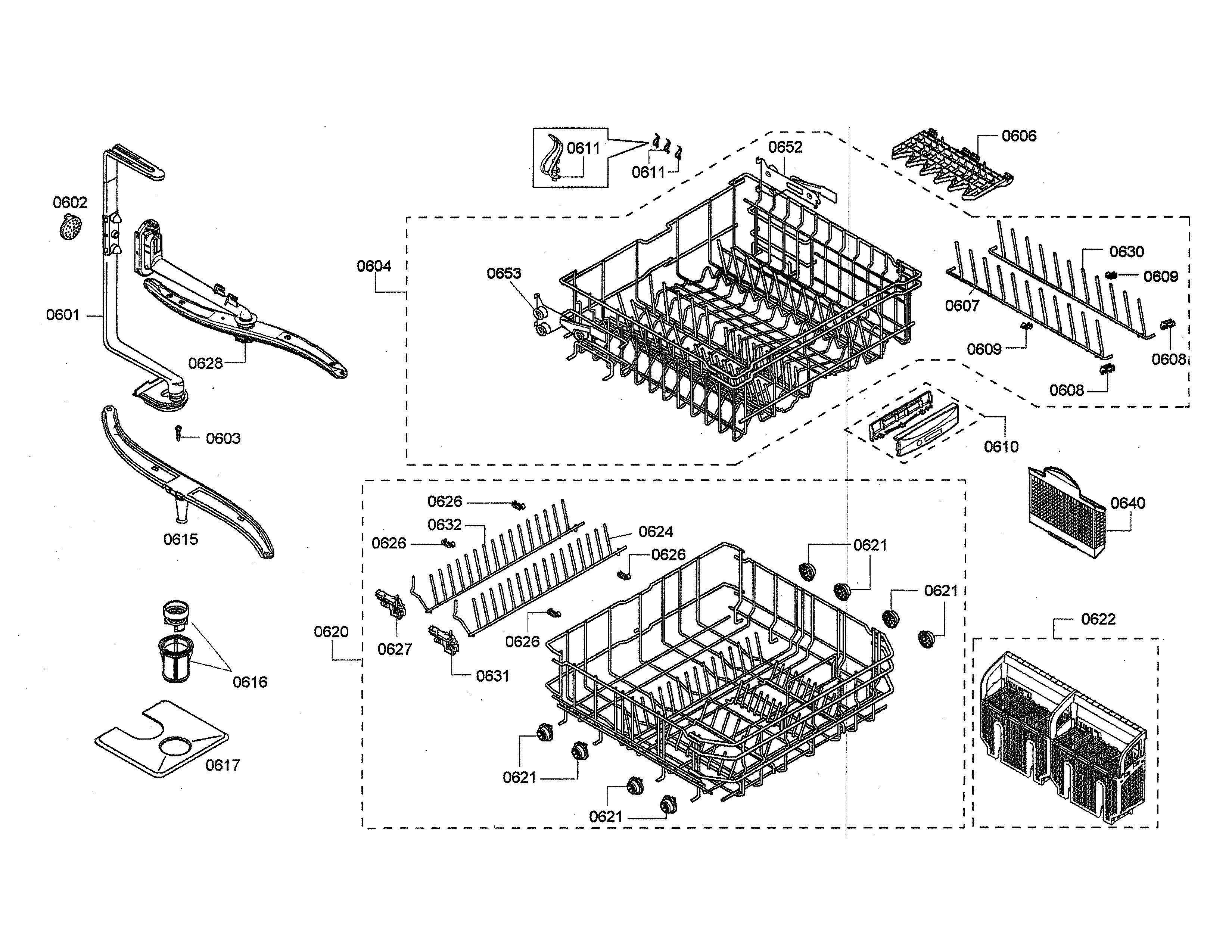 Spray arms/racks