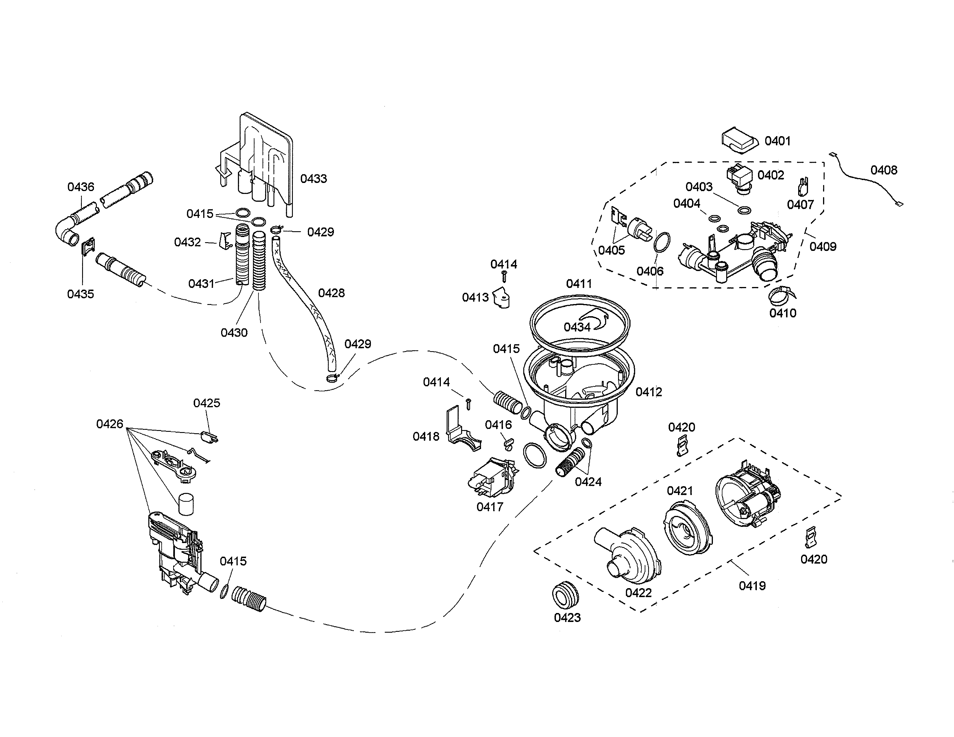 Heater/water inlet/pump