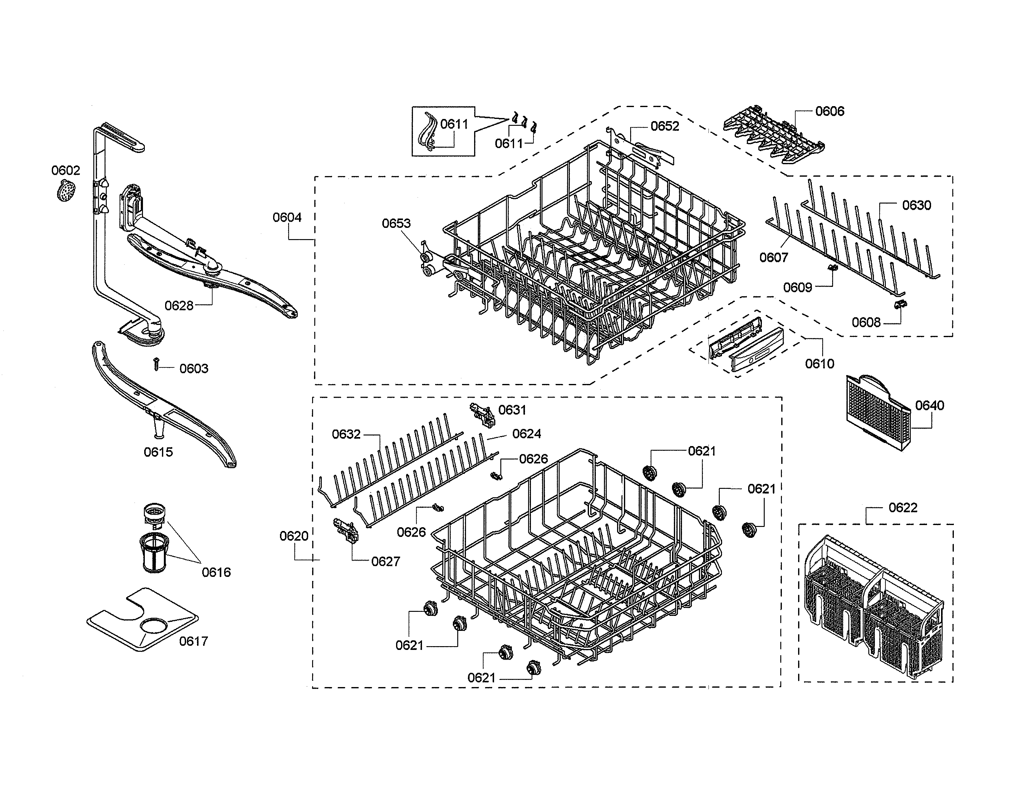 Spray arms/racks