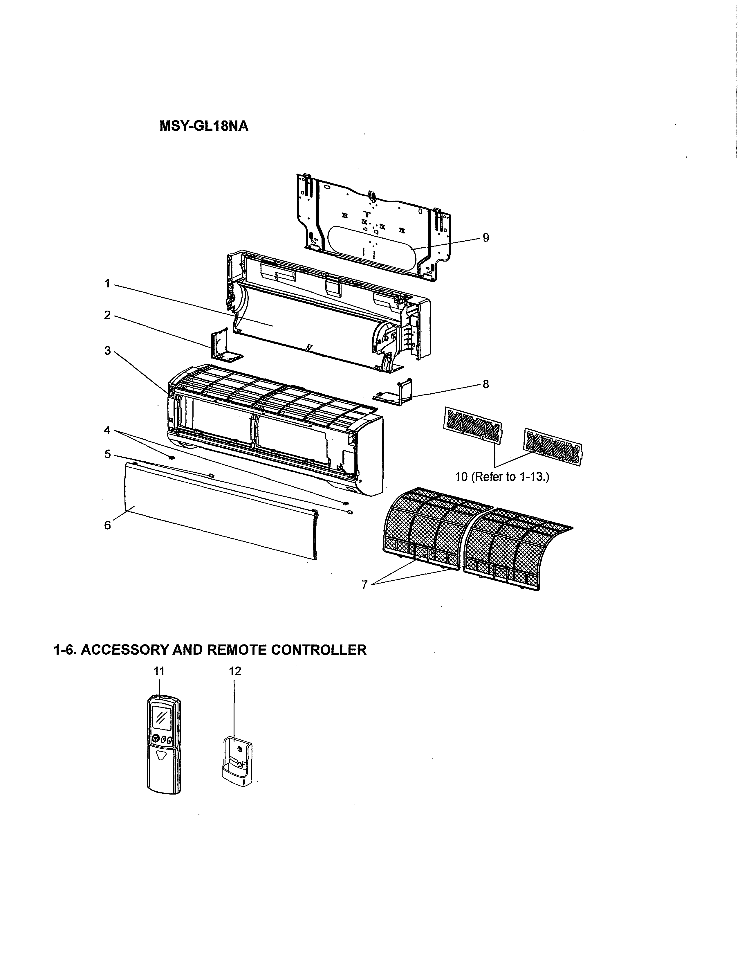 Indoor unit structural parts/accessory/remote