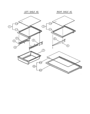 1full, 2split, glass shelf