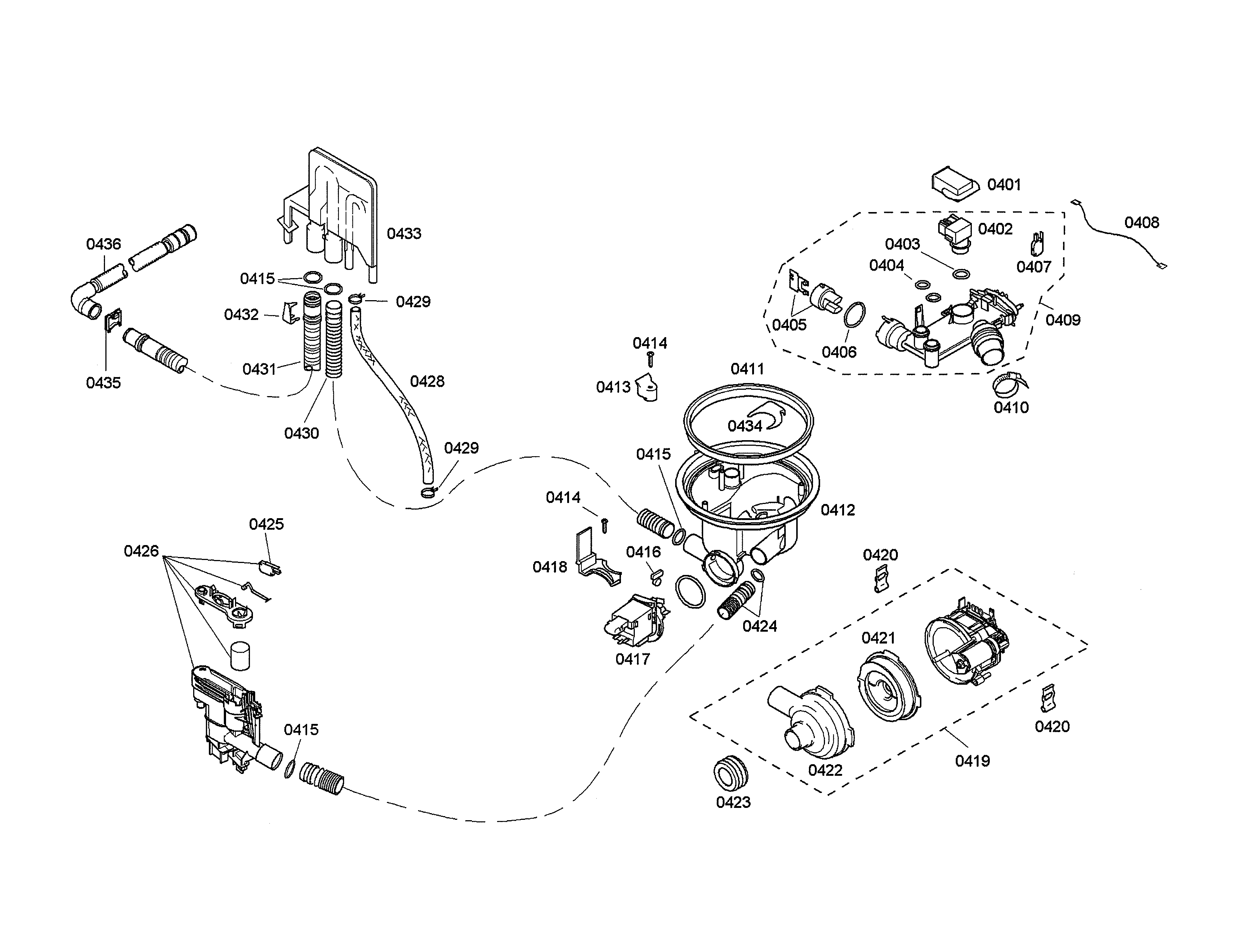 Water inlet/heater/pump