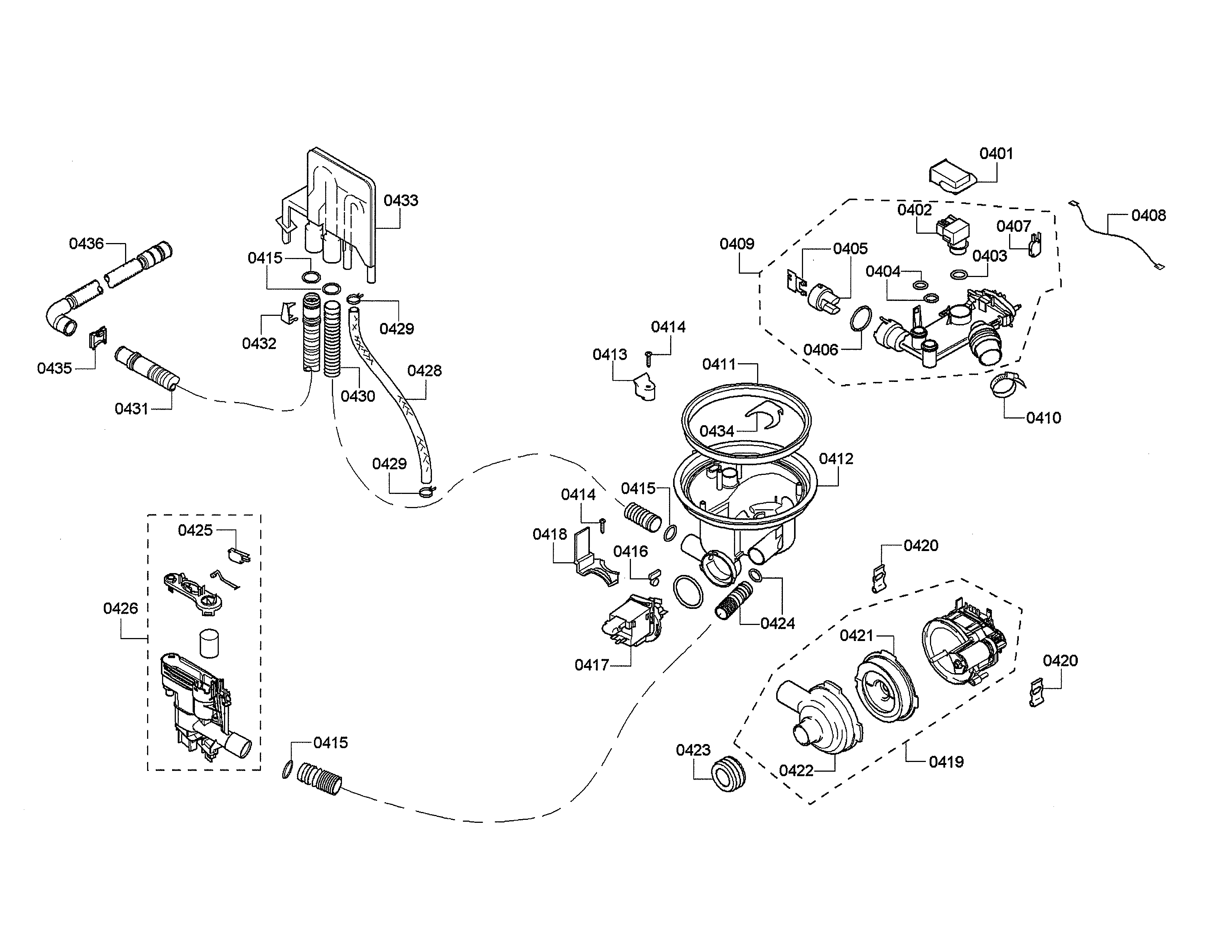 Heater/pump/water inlet