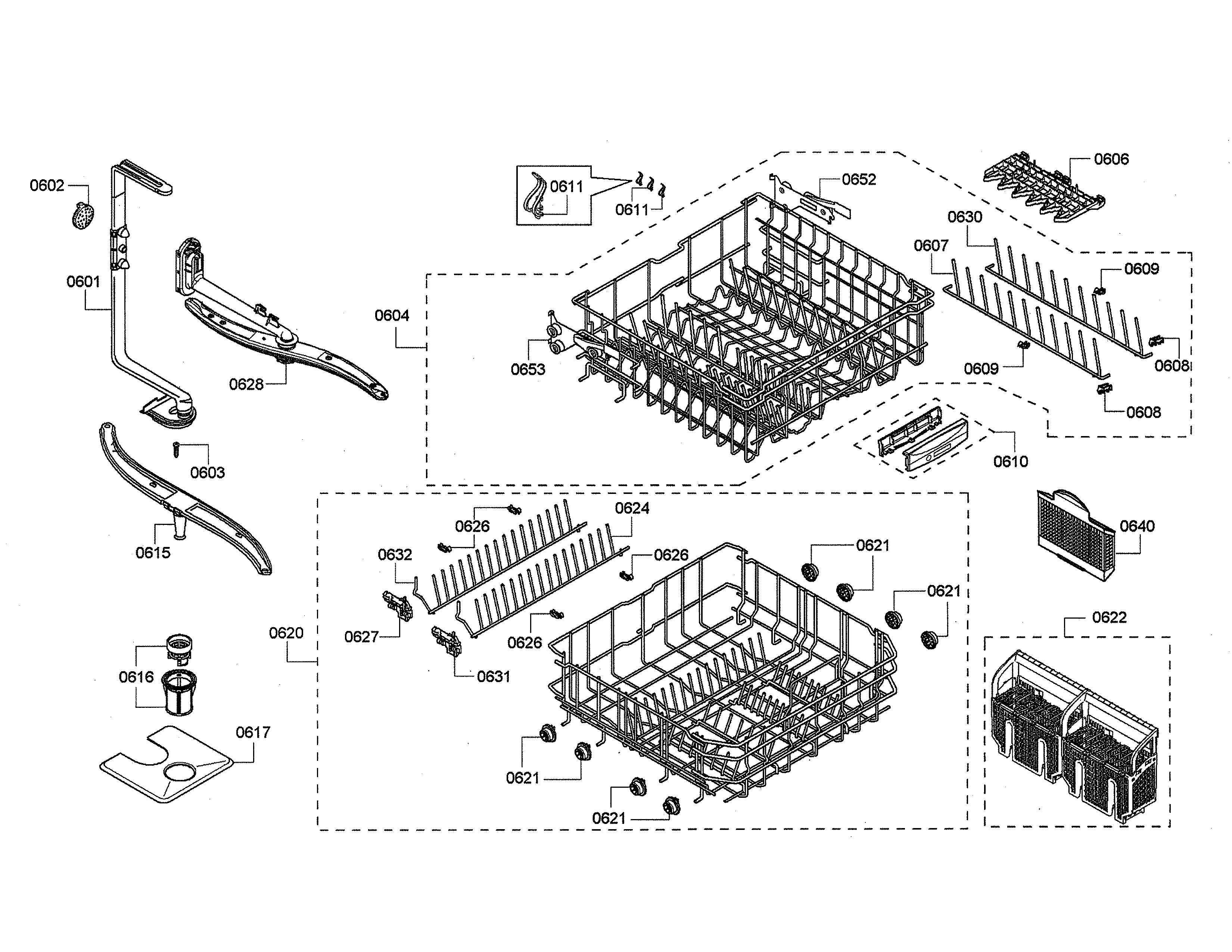 Spray arms/racks