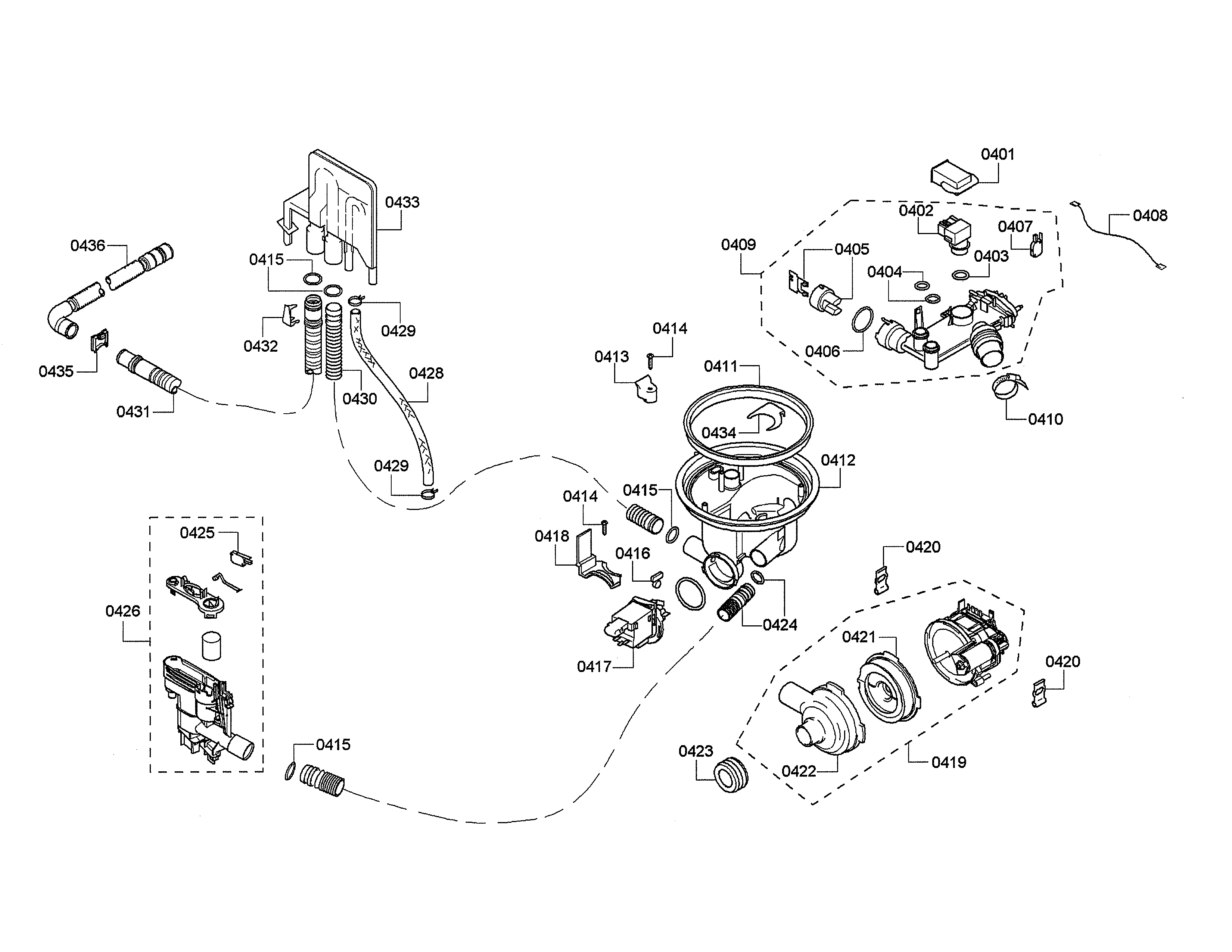Pump/heater/water inlet