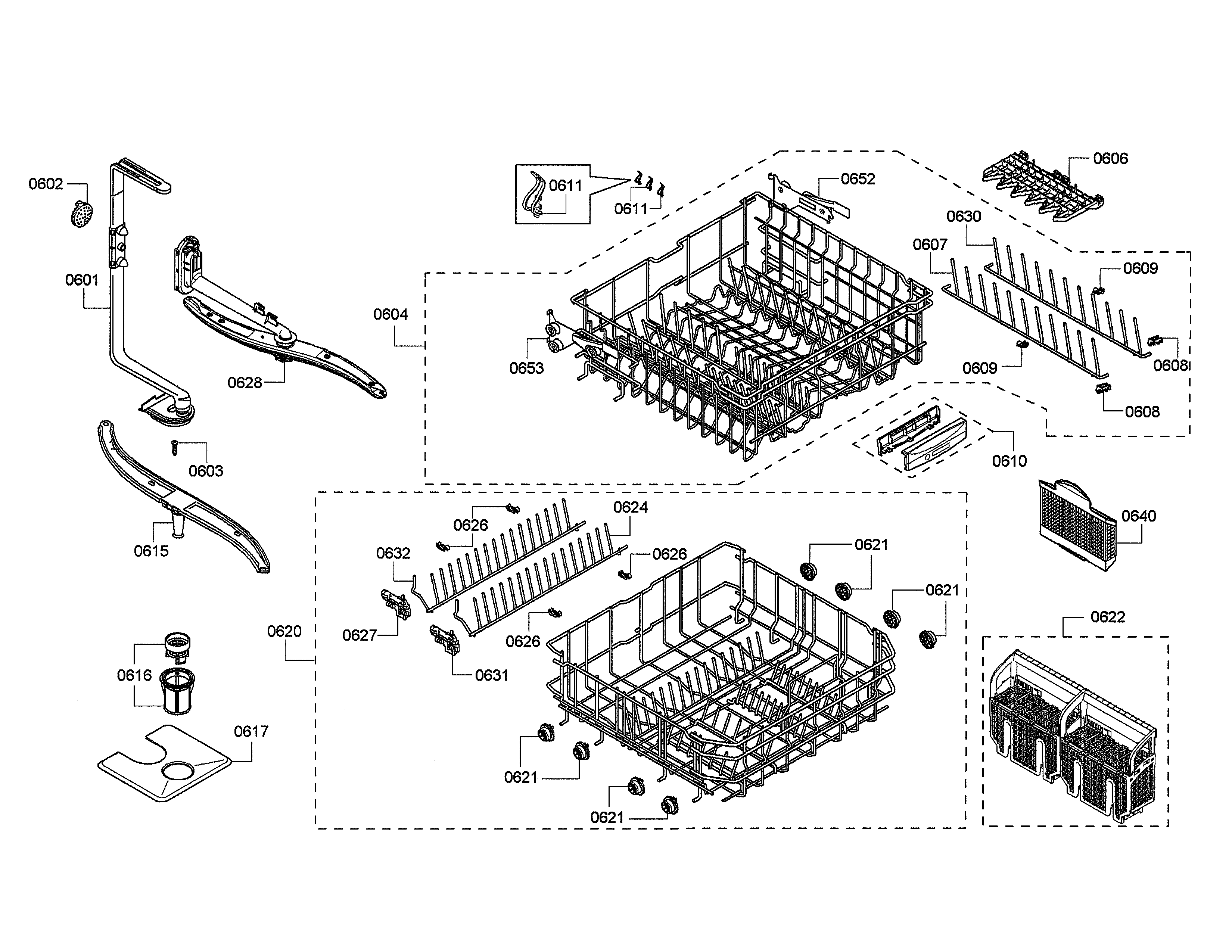 Spray arms/racks