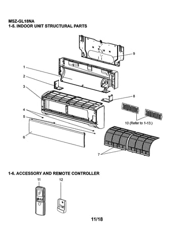Indoor unit structural parts/accessory/remote