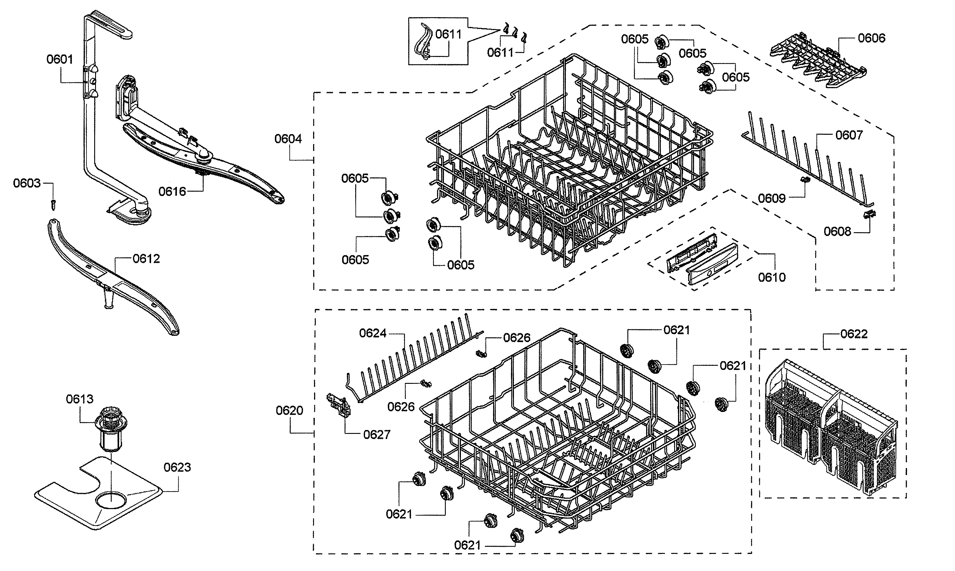 Spray arms/racks